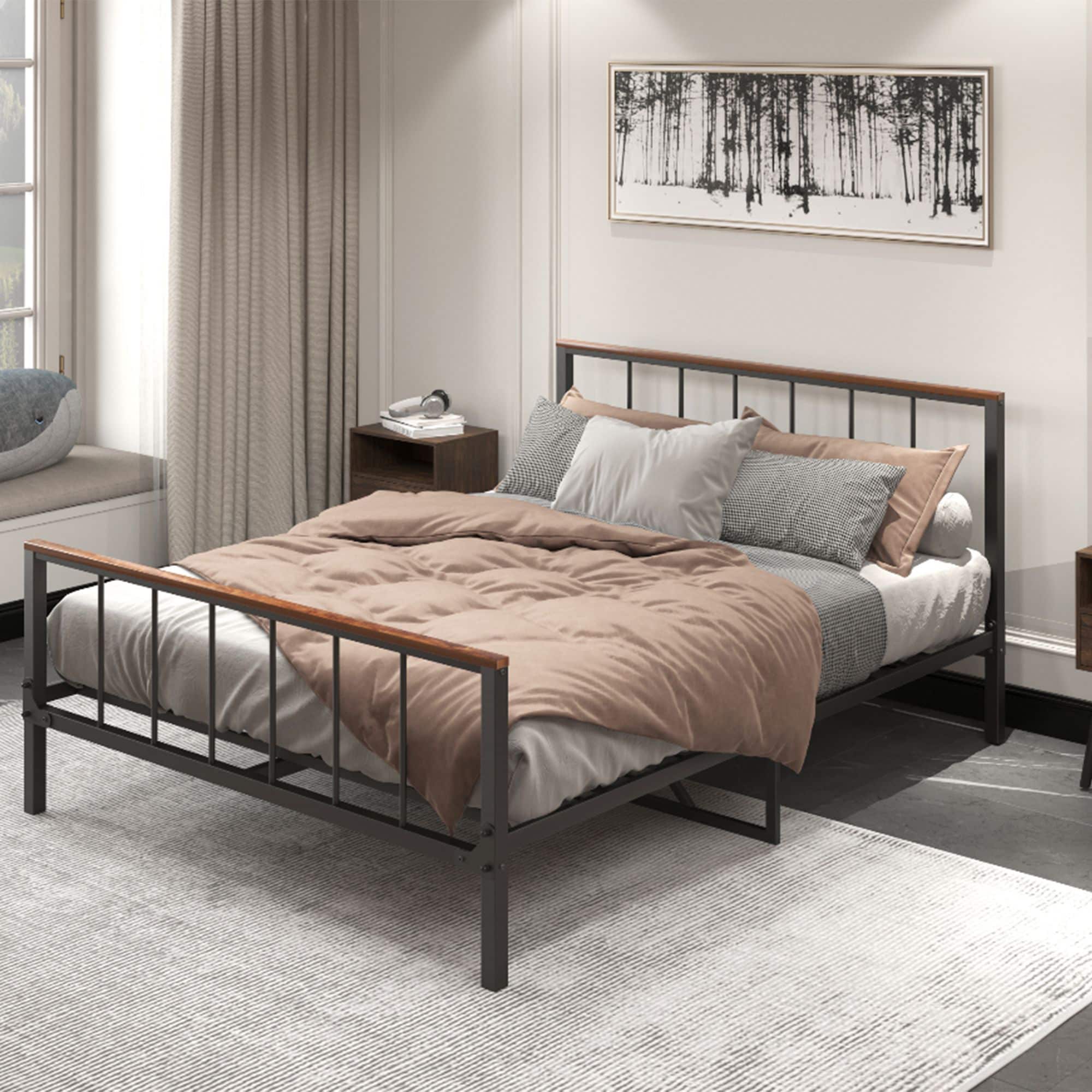 Clihome WM-WF192219AAE Black Queen Metal Bed frame Bed