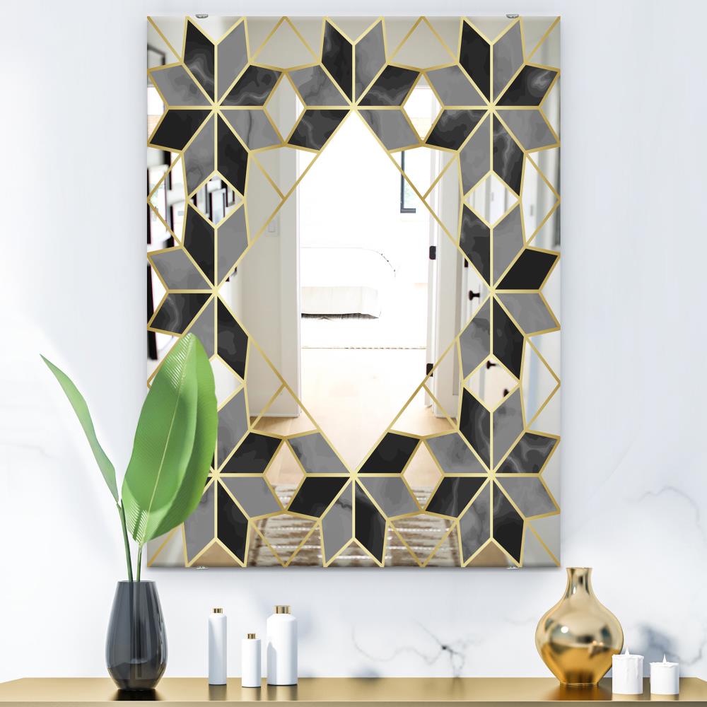 Designart MIR19804-30-40  Mirrors 39.4-Inches W x 39.4-Inches H Rectangle Black Polished Frameless Wall Mirror