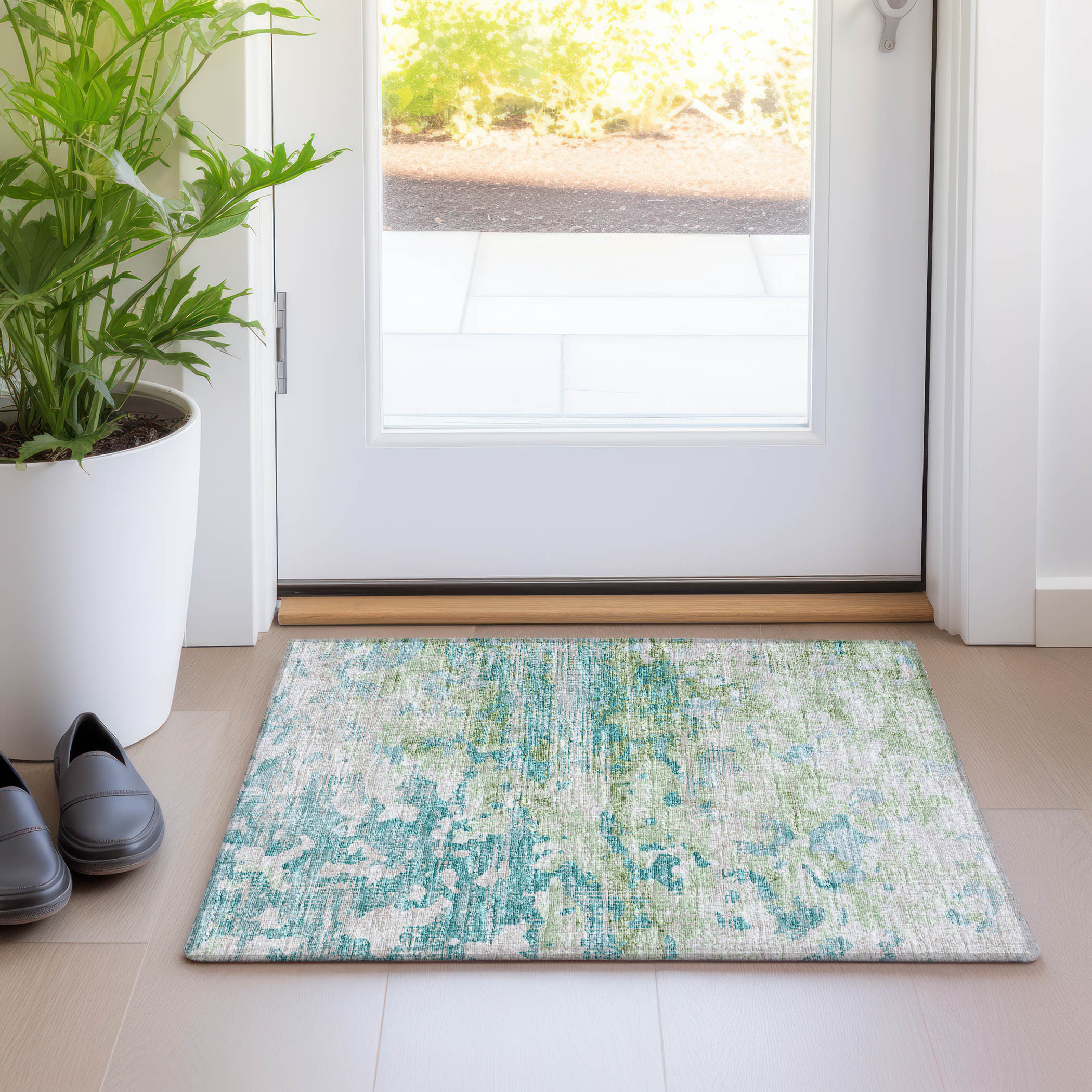 Addison Rugs AMF70GN20X30 Mayfield AMF70GN 2 x 3 (ft) Loomed Polyester Green Rectangular Indoor Abstract Machine washable Area rug