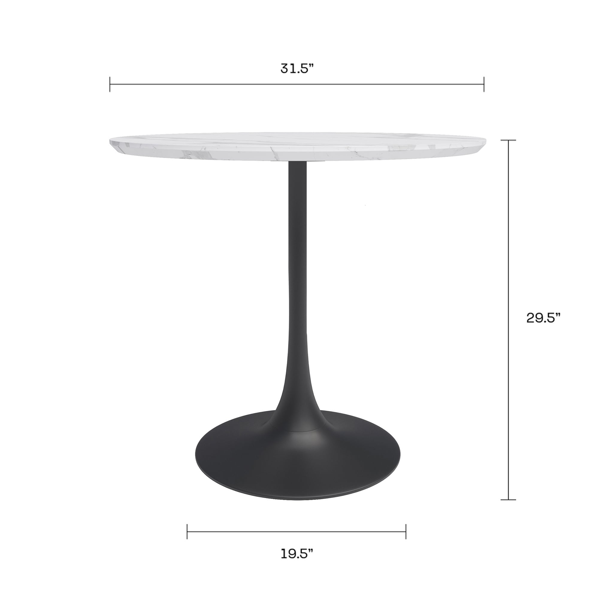 Jamesdar Kurv White Faux Marble/Black Base Round Contemporary/Modern ...