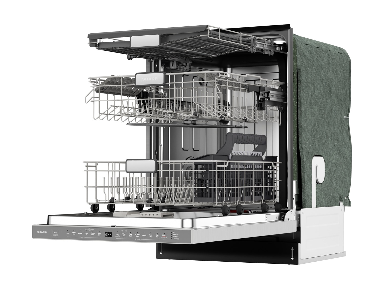 Sharp Top Control 24-in Smart Built-In Dishwasher With Third Rack  (Stainless Steel) ENERGY STAR, 45-dBA