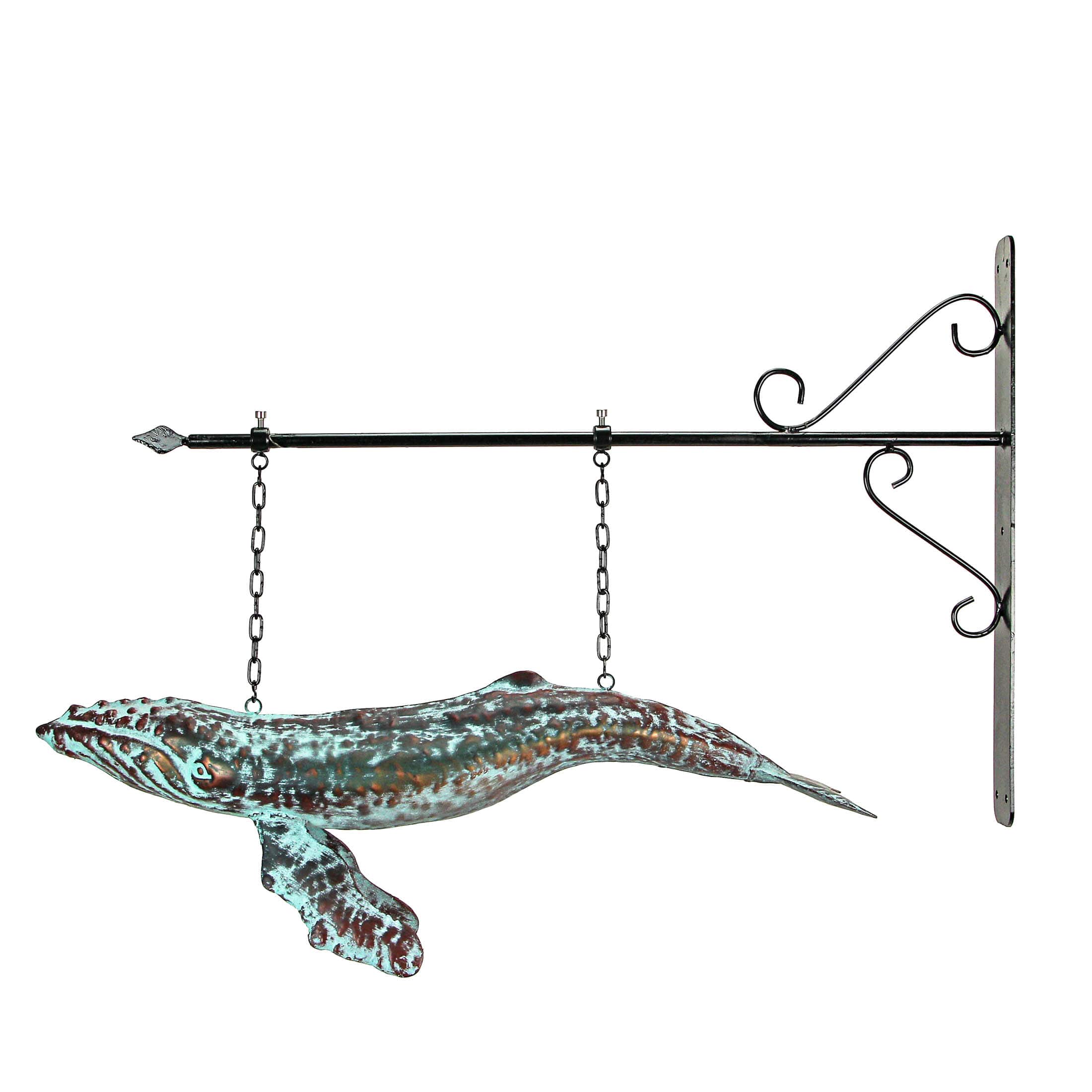 Contrast CON-15844 Metal Verdigris Copper Whale Wall Bracket Hanging Sculpture Outdoor Home Decor
