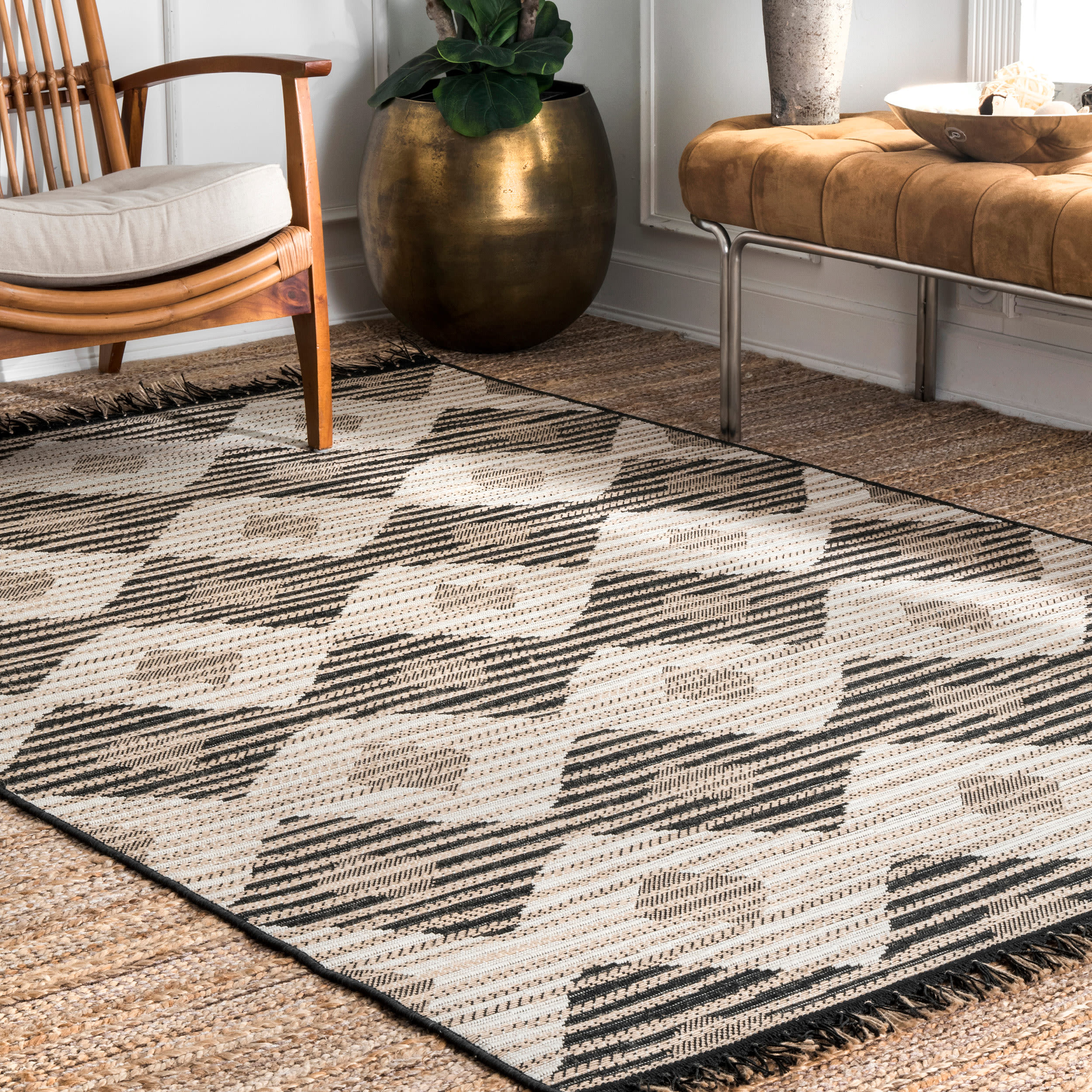 nuLOOM CTTR10A-406 Tribe 4 x 6 (ft) Loomed Polypropylene Grey Rectangular Indoor Geometric Area rug