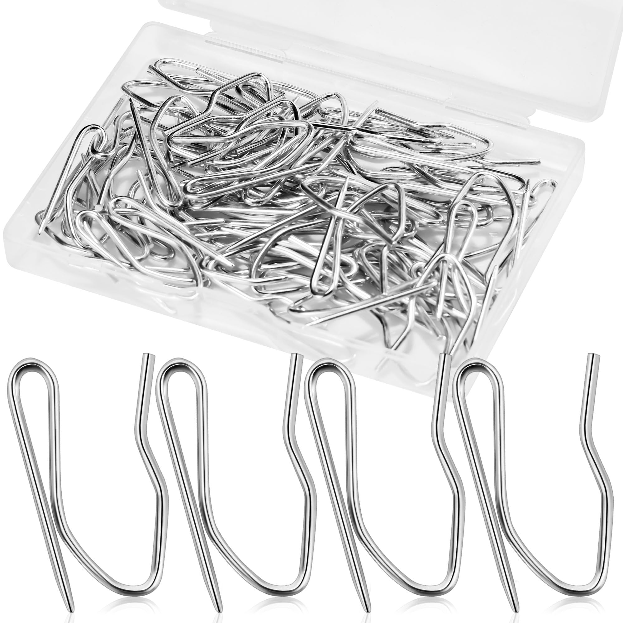 Aoibox  1 25 in Curtain Hooks for Drapes 58 Pack Rustproof Metal Drapery Hooks Pins for Header Type Curtains