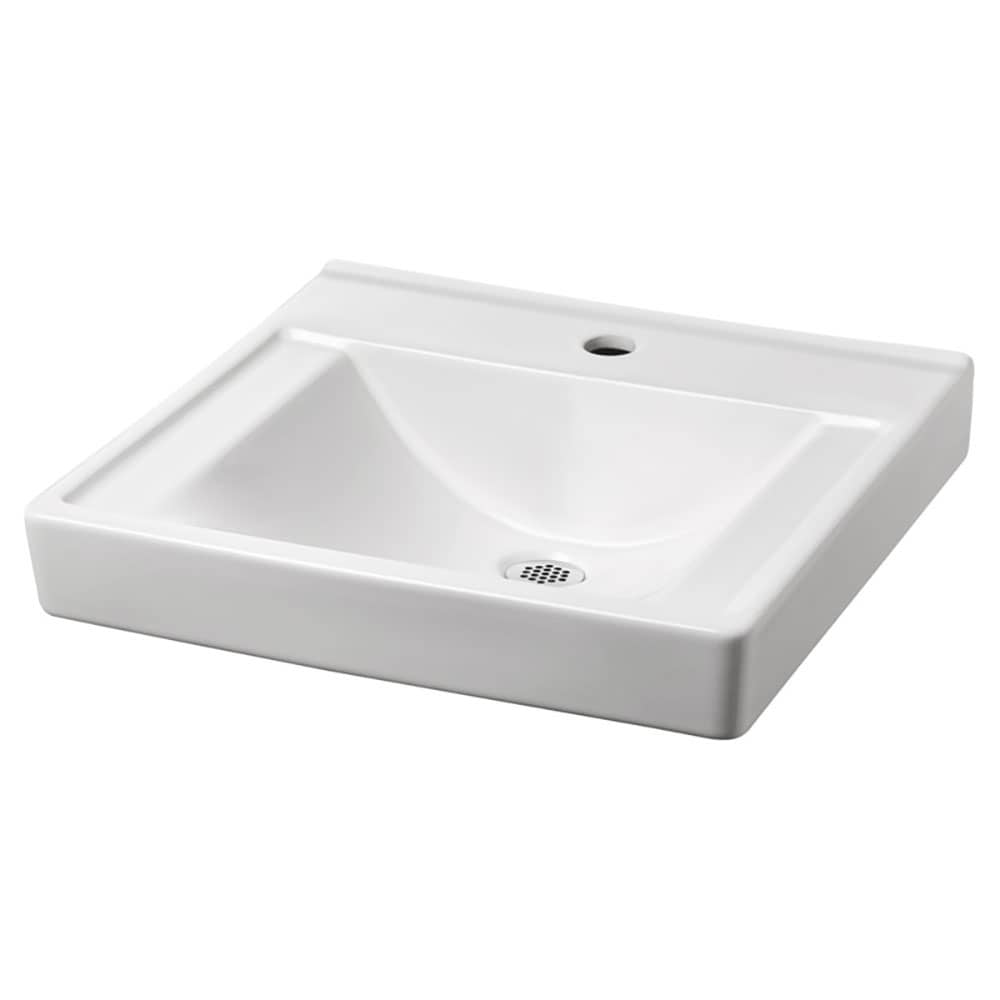 White Ceramic Wall-Mount Rectangular Bathroom Sink