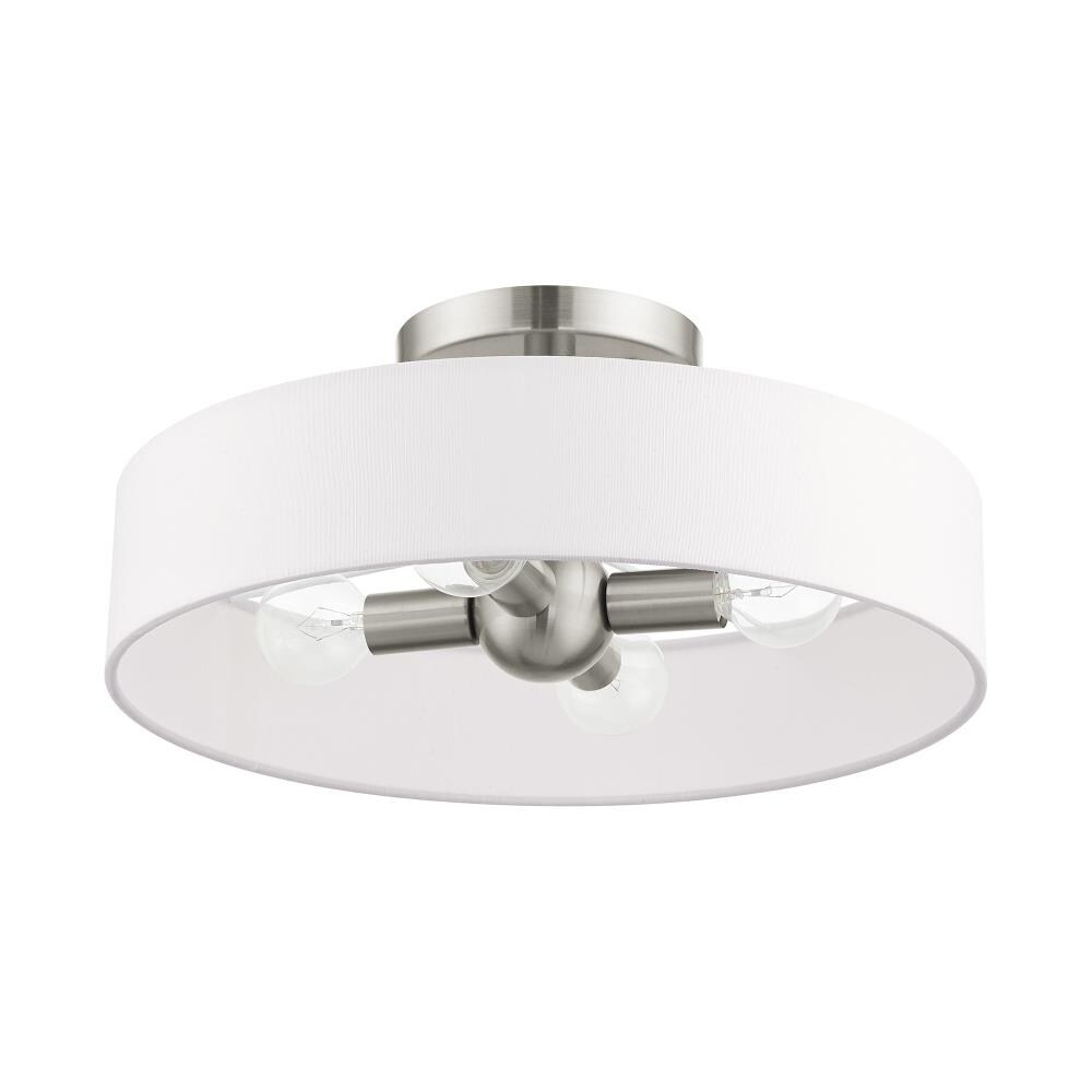 Venlo Brushed Nickel 4-Light Drum Semi-Flush Mount with Off-White Shade