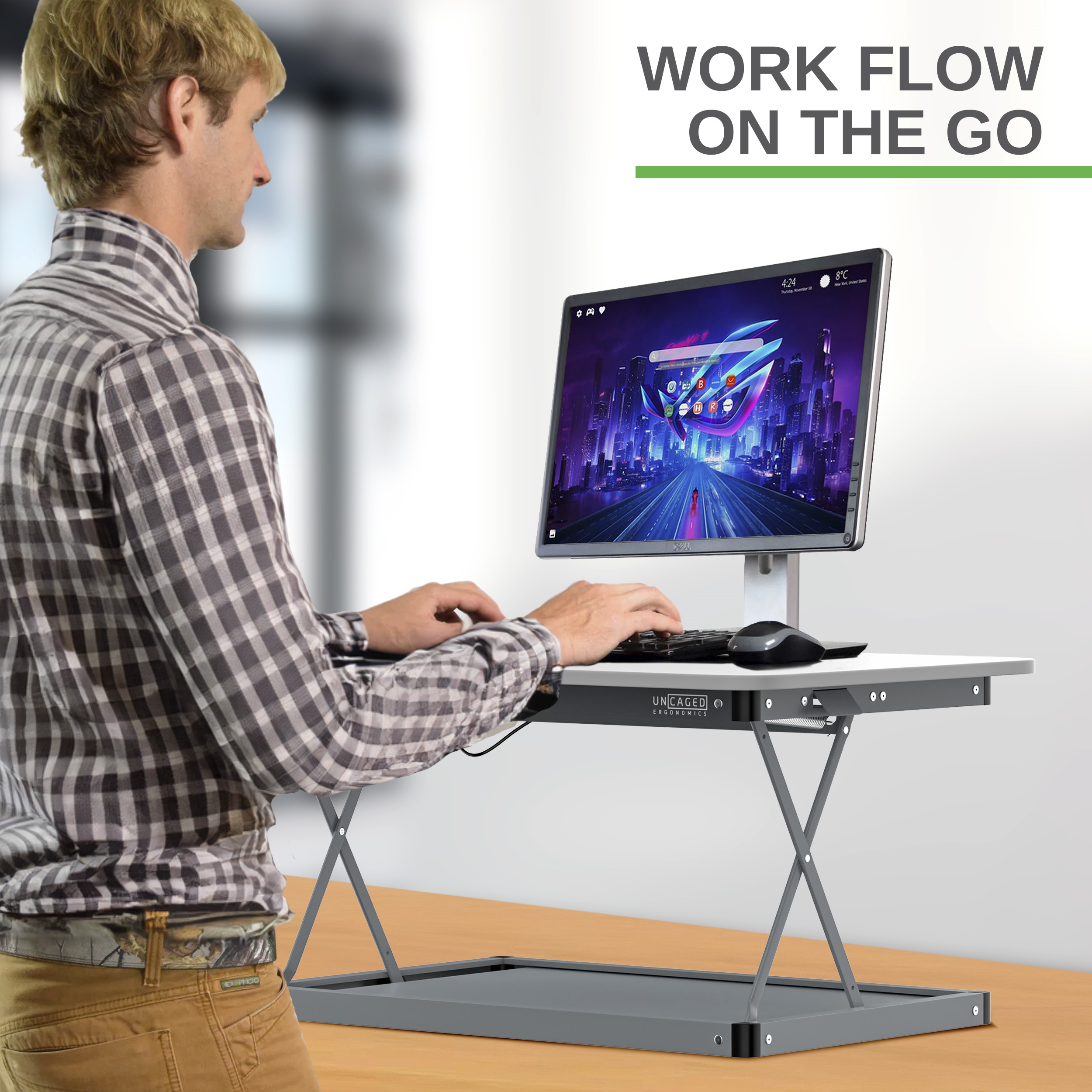Elevate 27.5" White Steel Adjustable Standing Desk Converter