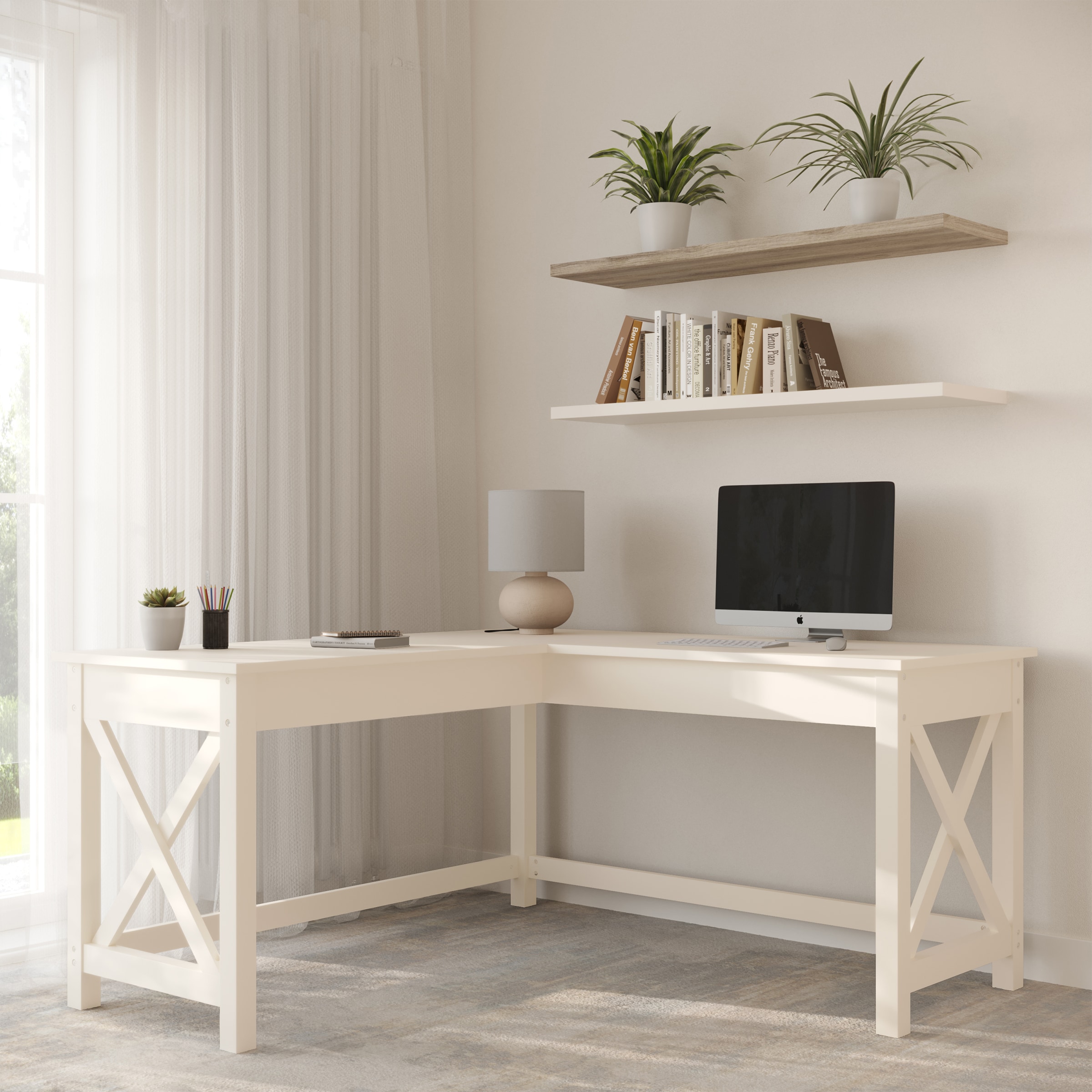 Lavish Home 80-DESK-L2-WHT desks - View #3