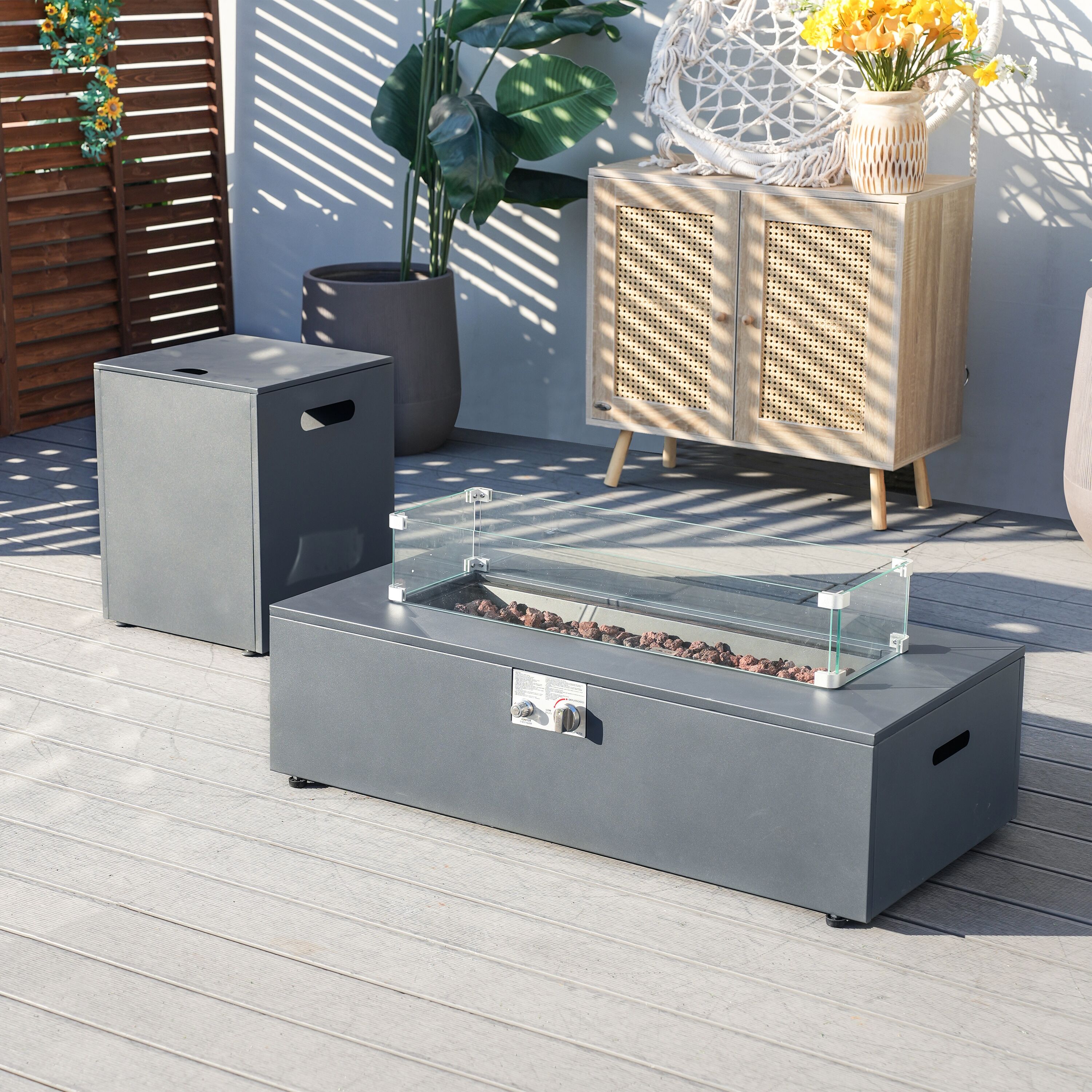 Moda Furnishings PAG-2513-GR Belle Rectangle Outdoor Balcony 22.8-in W x 45.3-in L