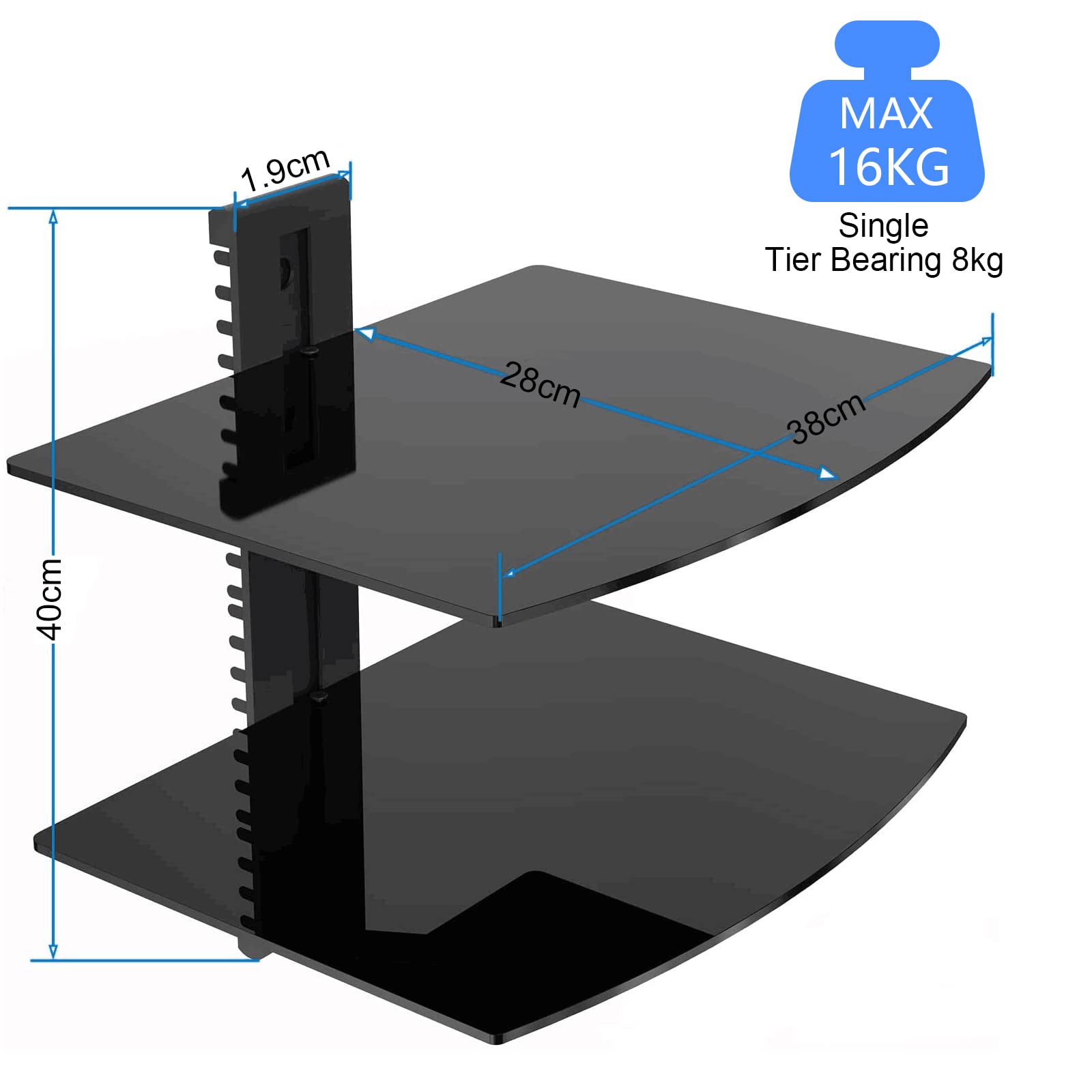 KIWDZFU Glass Floating Shelves TV Wall Mount with Shelf for DVD Player ...