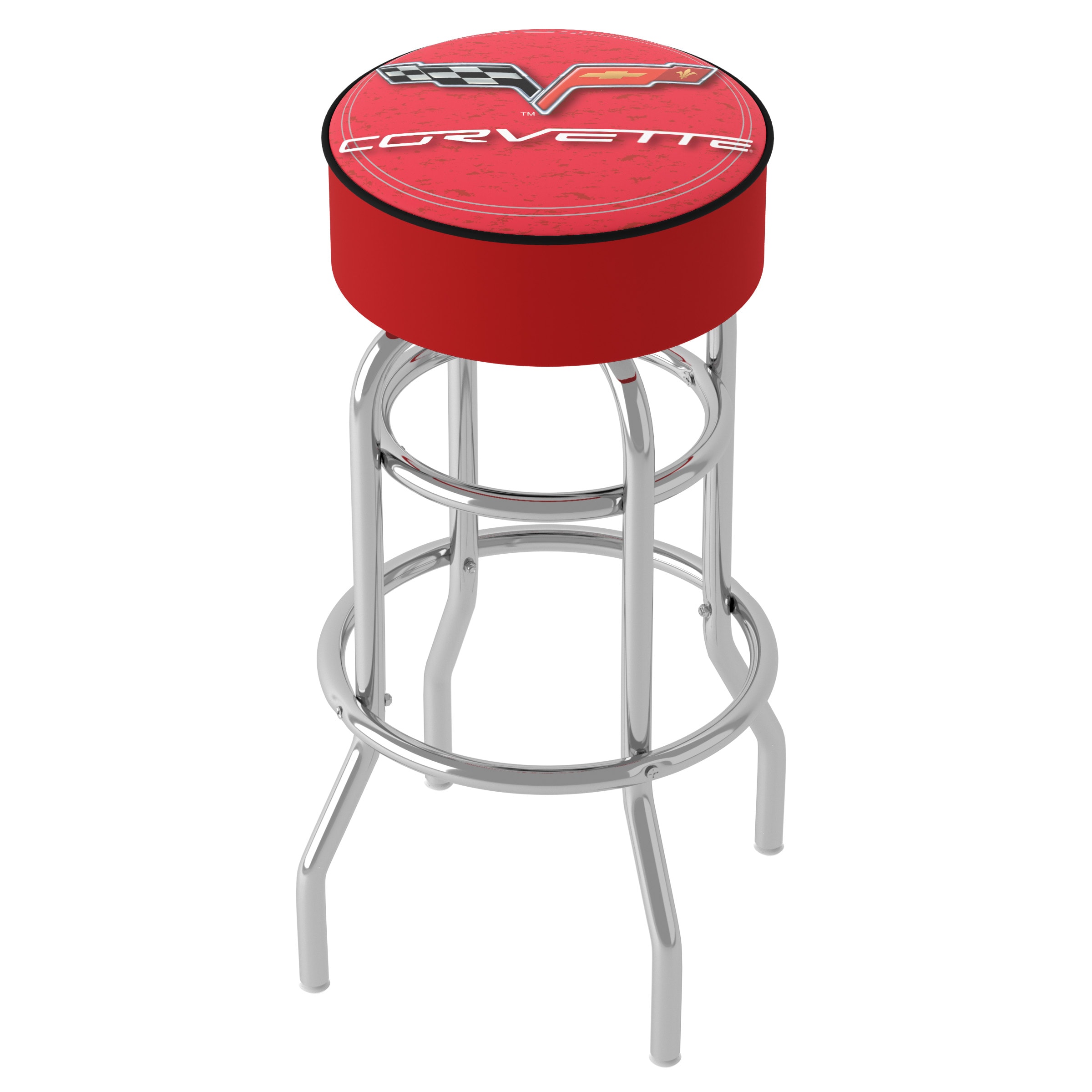 Bar Stools Red/Chrome 2 5-in H Bar height Upholstered Swivel Metal Backless Bar Stool | - Trademark Gameroom GM1000R-C6-COR