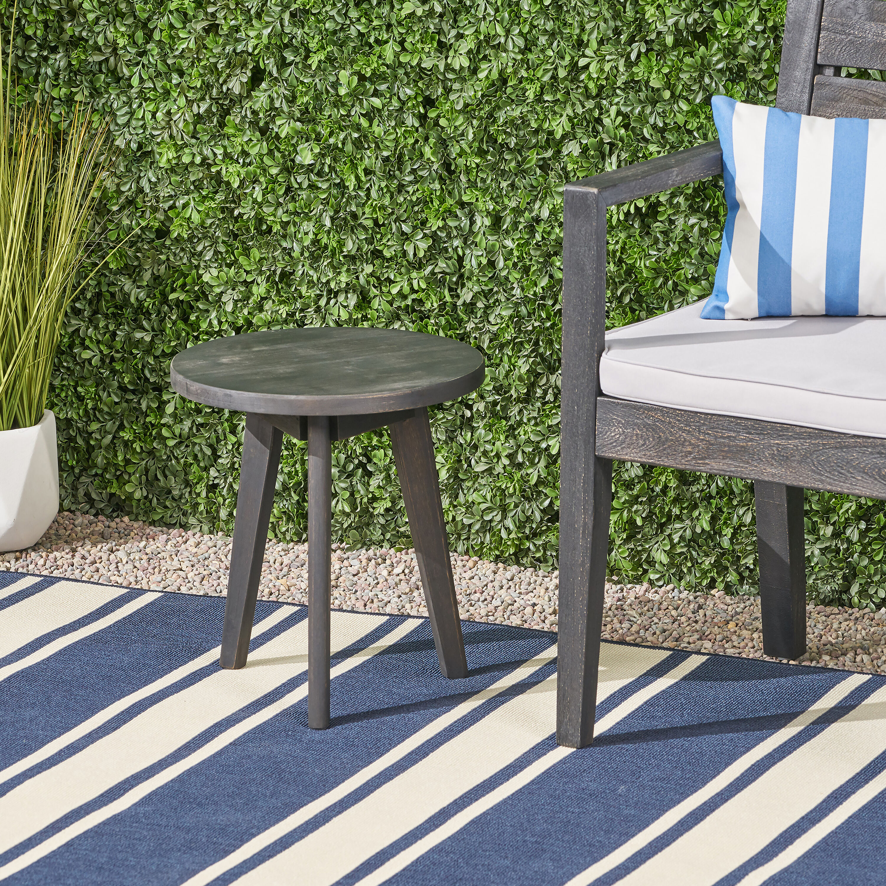 Moda Furnishings MD63163-DGRY Nature's Edge Round Outdoor End Table 15.75-in W x 15.75-in L