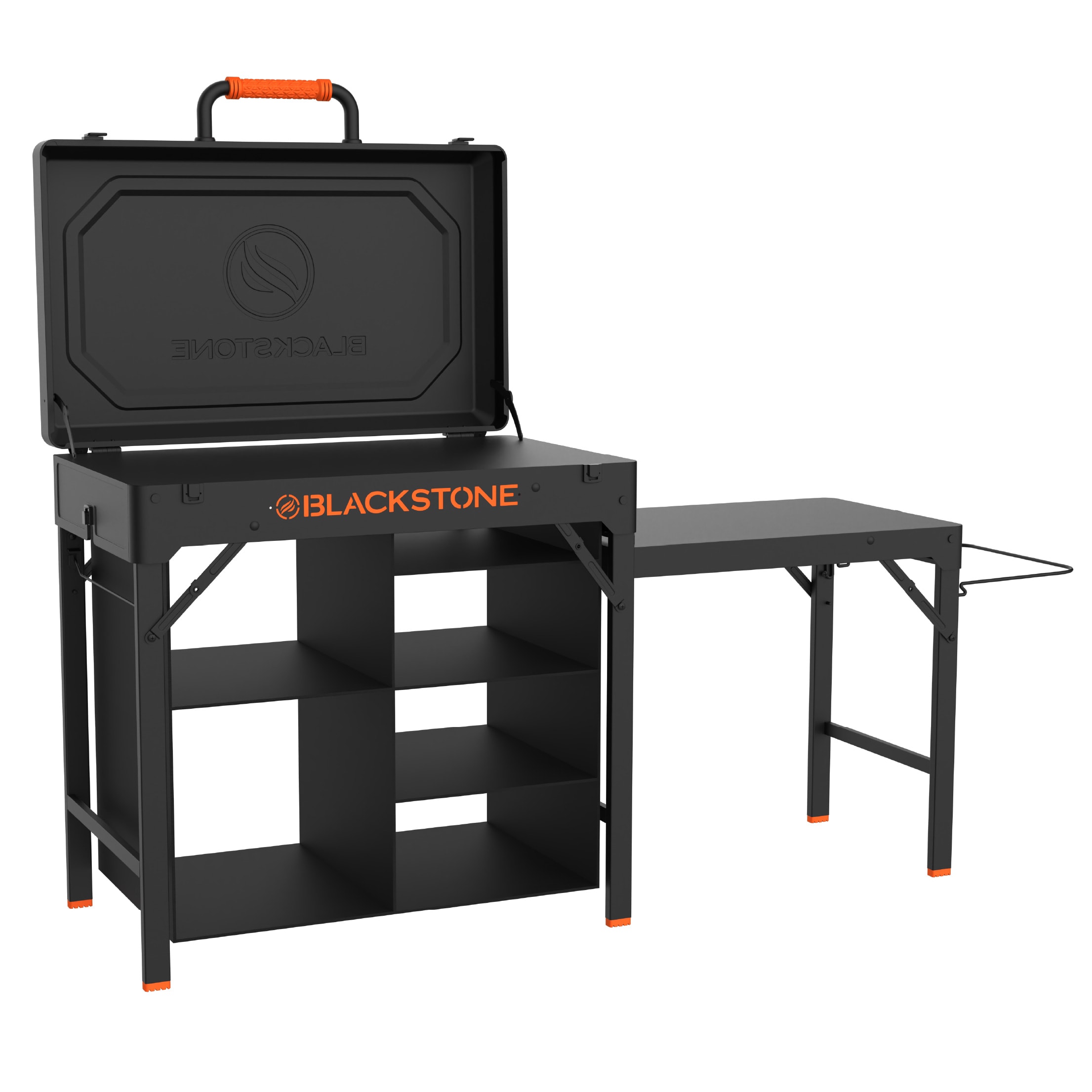  2237 On-the-Go Prep Table Black Steel Folding Grill stand