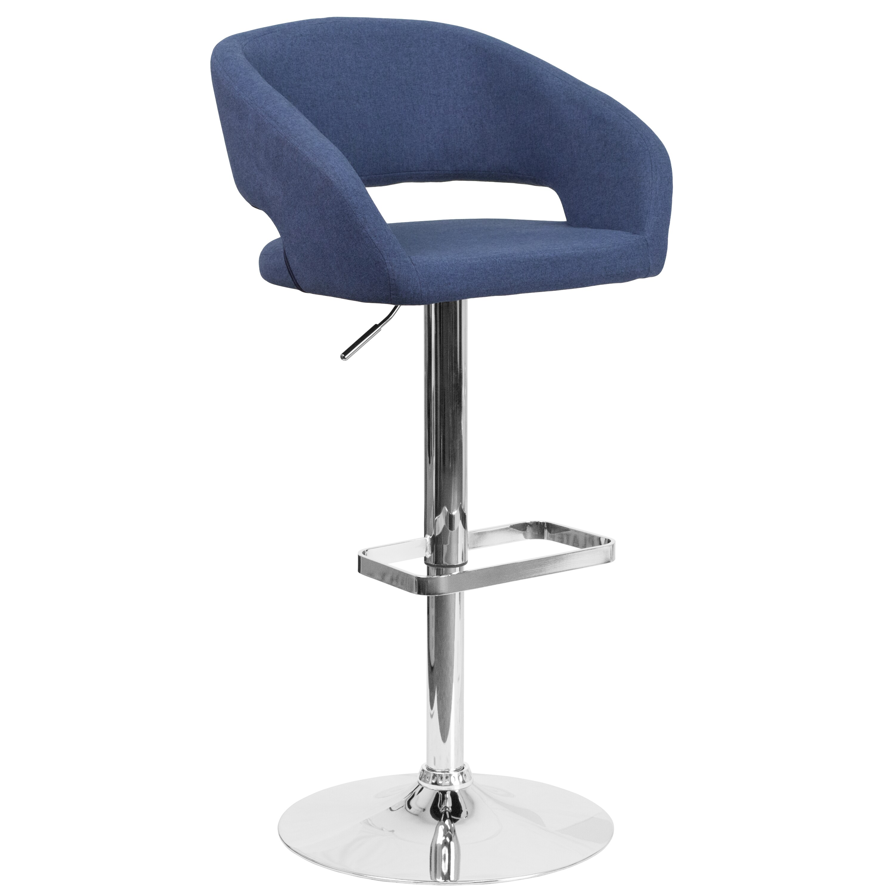 blue cloth bar stools