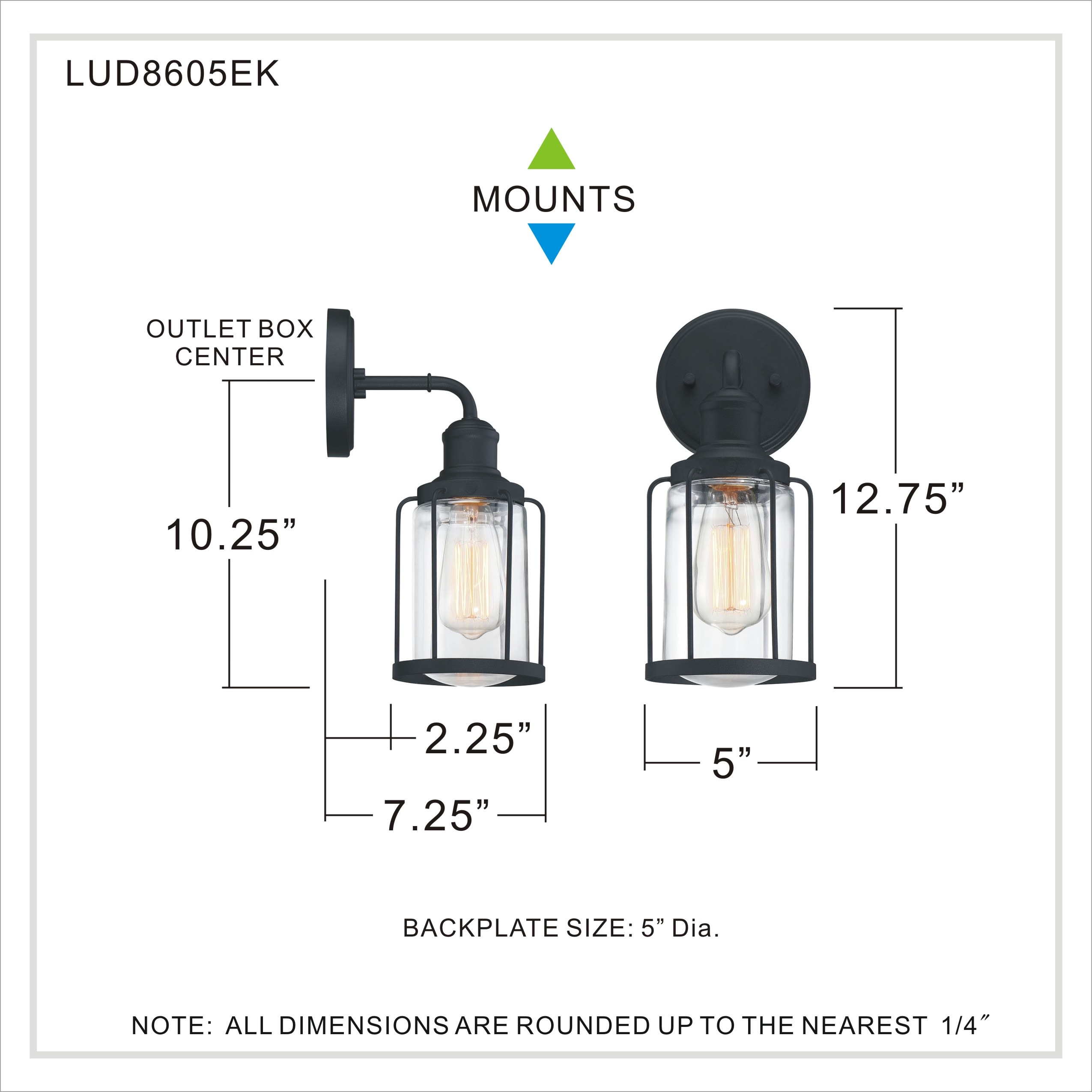 Dimmable Black Steel Cylinder Wall Sconce with Clear Glass Shade