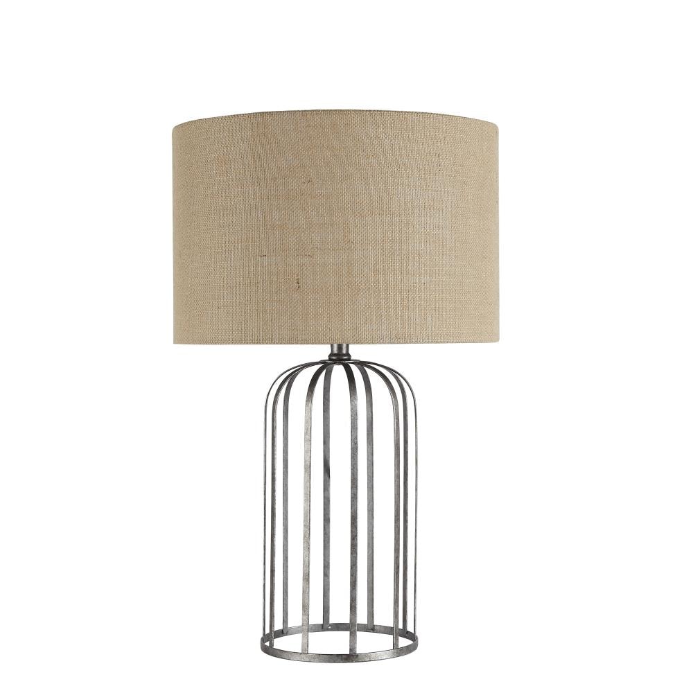 Cheyenne Products CPLT1891E 24.5-in Silver and Brown LED Rotary Socket Table Lamp with Fabric Shade