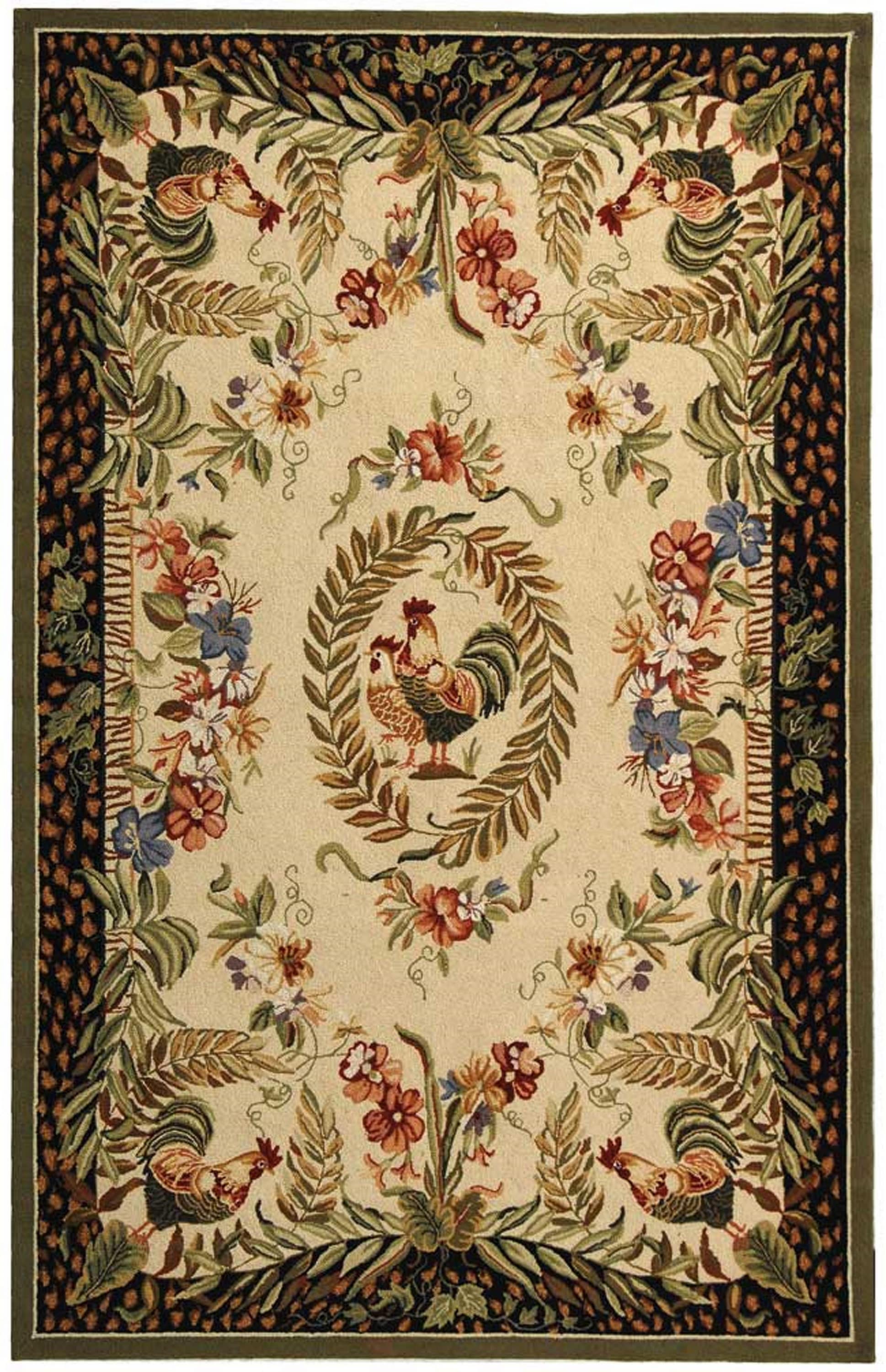 Chelsea Hand Hooked Black Floral Wool Area Rug