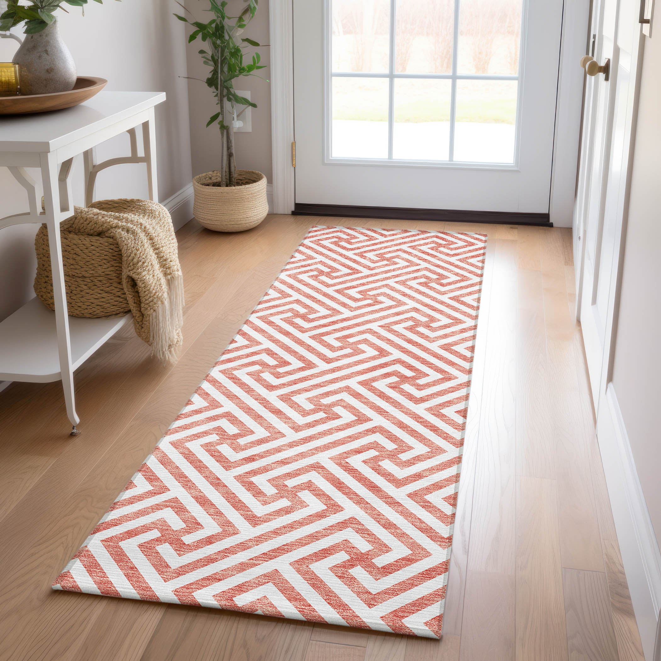 Addison Rugs ACN731SM2X8 Chantille ACN731SM 2 x 7 (ft) Polyester Salmon Rectangular Indoor/Outdoor Geometric Machine washable Area rug