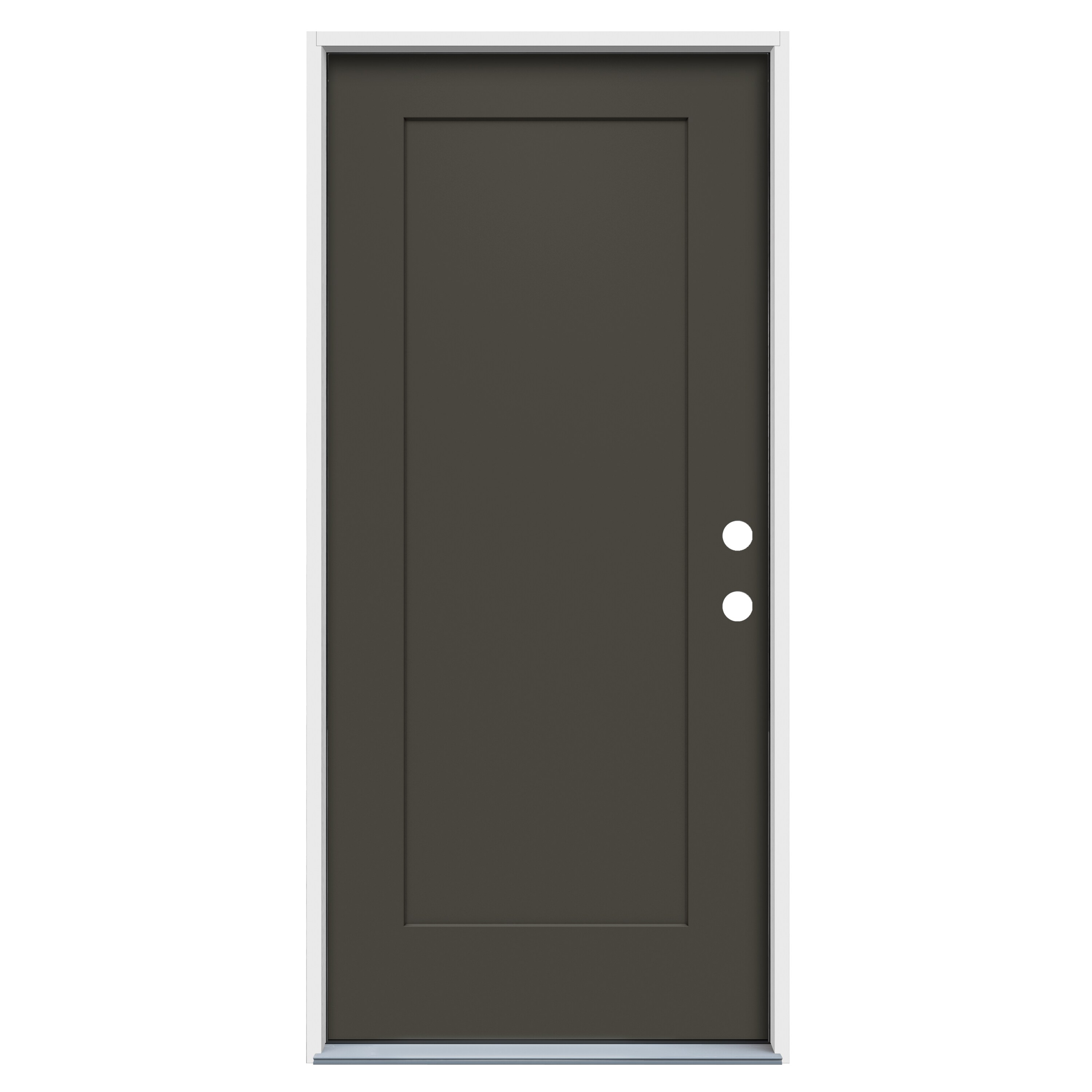 RELIABILT LO1049579 36-in x 80-in x 4-5/8-in Steel No glass Left-hand inswing Thunder Gray Paint Painted Prehung Front Door Insulating core