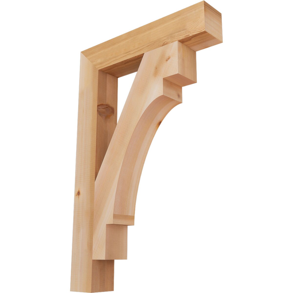 Ekena Millwork BKT04X22X34MRC05SWR Merced block smooth 3-1/2-in x 22-in x 34-in Western red cedar Brown Wood Standard bracket