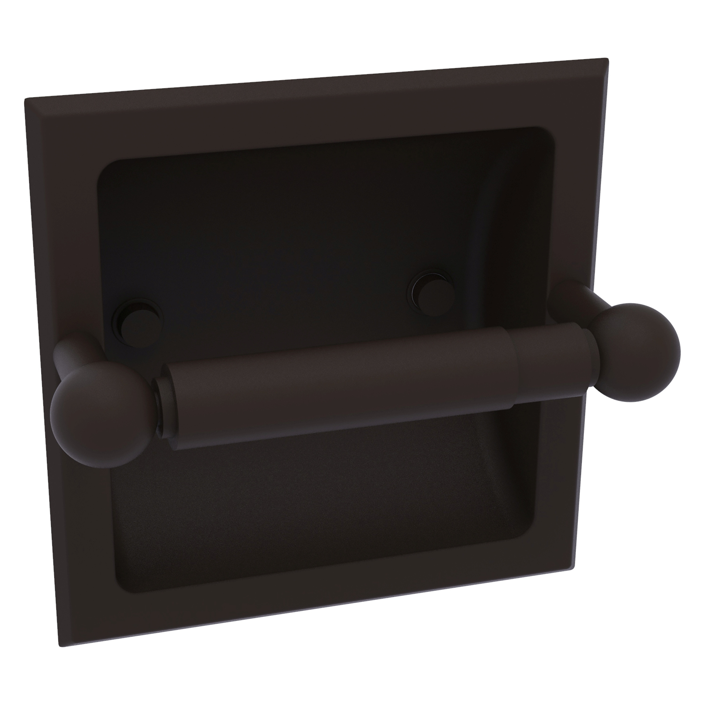 Allied Brass P1000-24C-ORB Prestige Skyline Oil-rubbed Bronze Recessed Double post Toilet Paper Holder 1 -Rolls with Storage