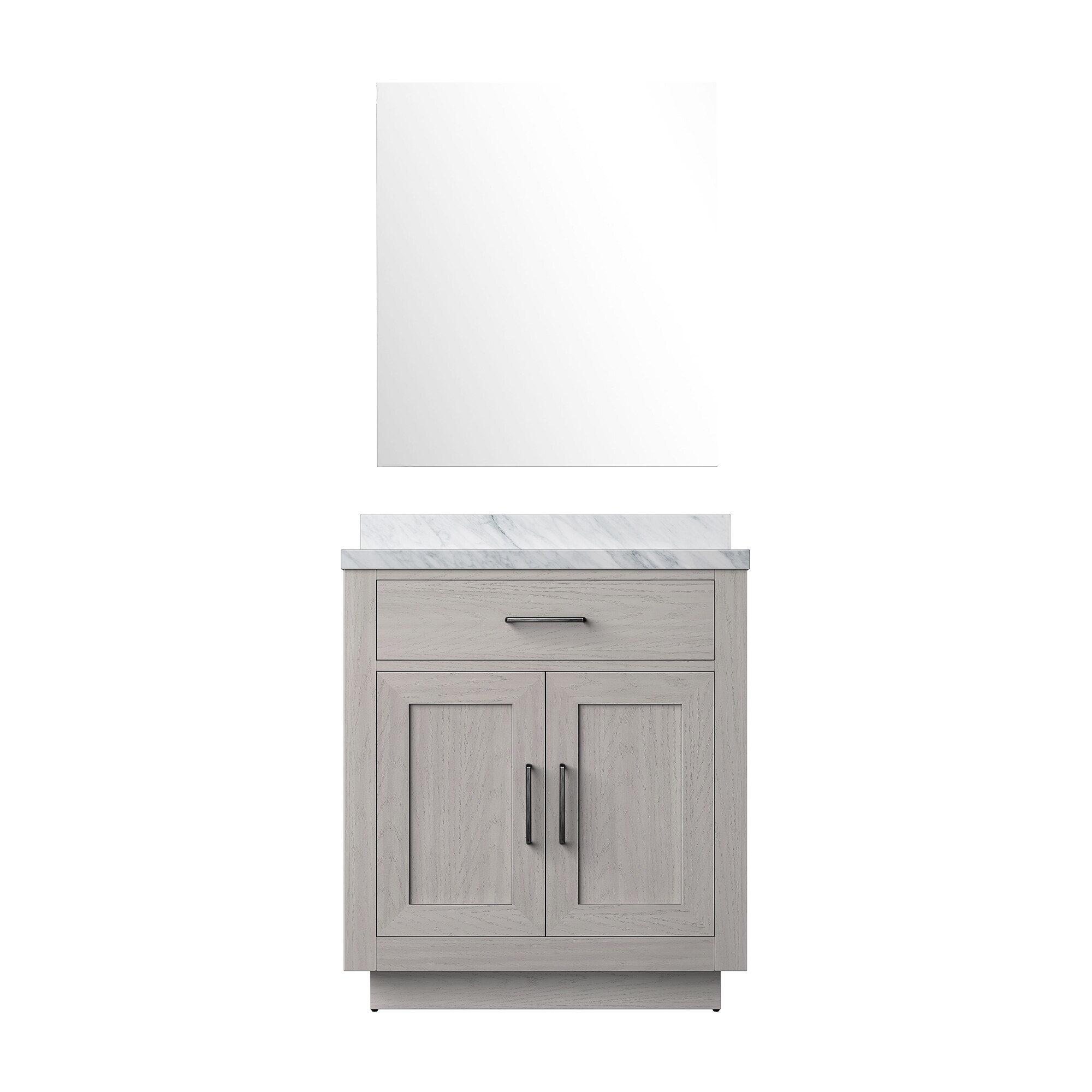 Lexora LVGI30SM110 Gilroy 30-in White Oak Single Sink Bathroom Vanity with White Carrara Marble Top (Mirror Included)