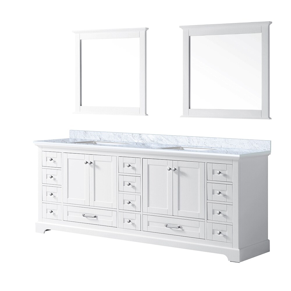 Dukes Classic White 84" Double Vanity with Carrara Marble Top