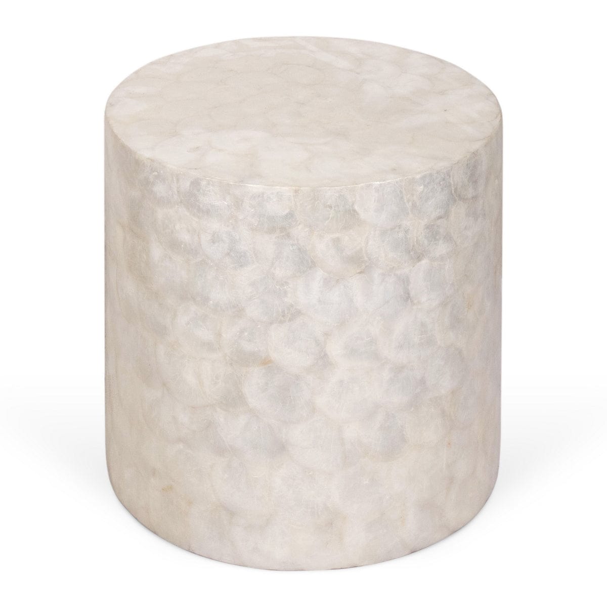 Jeffan ST-7014-WH Round Capiz Accent Table White