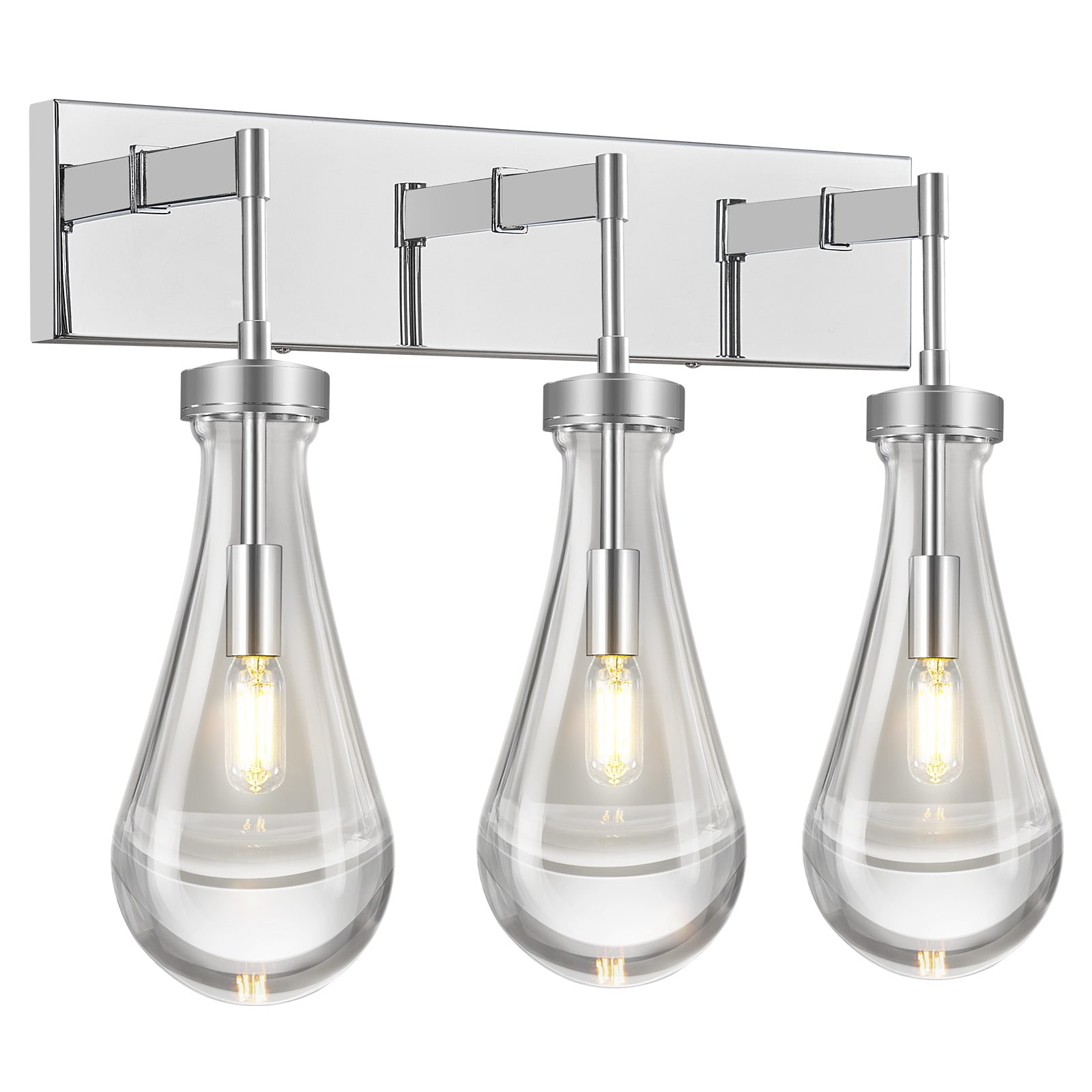 ZHLLMQ Modern 19.68 in 3-Light Chrome Glass Bathroom Vanity Light Fixture for Living Room Bedroom Stair Wall Decor