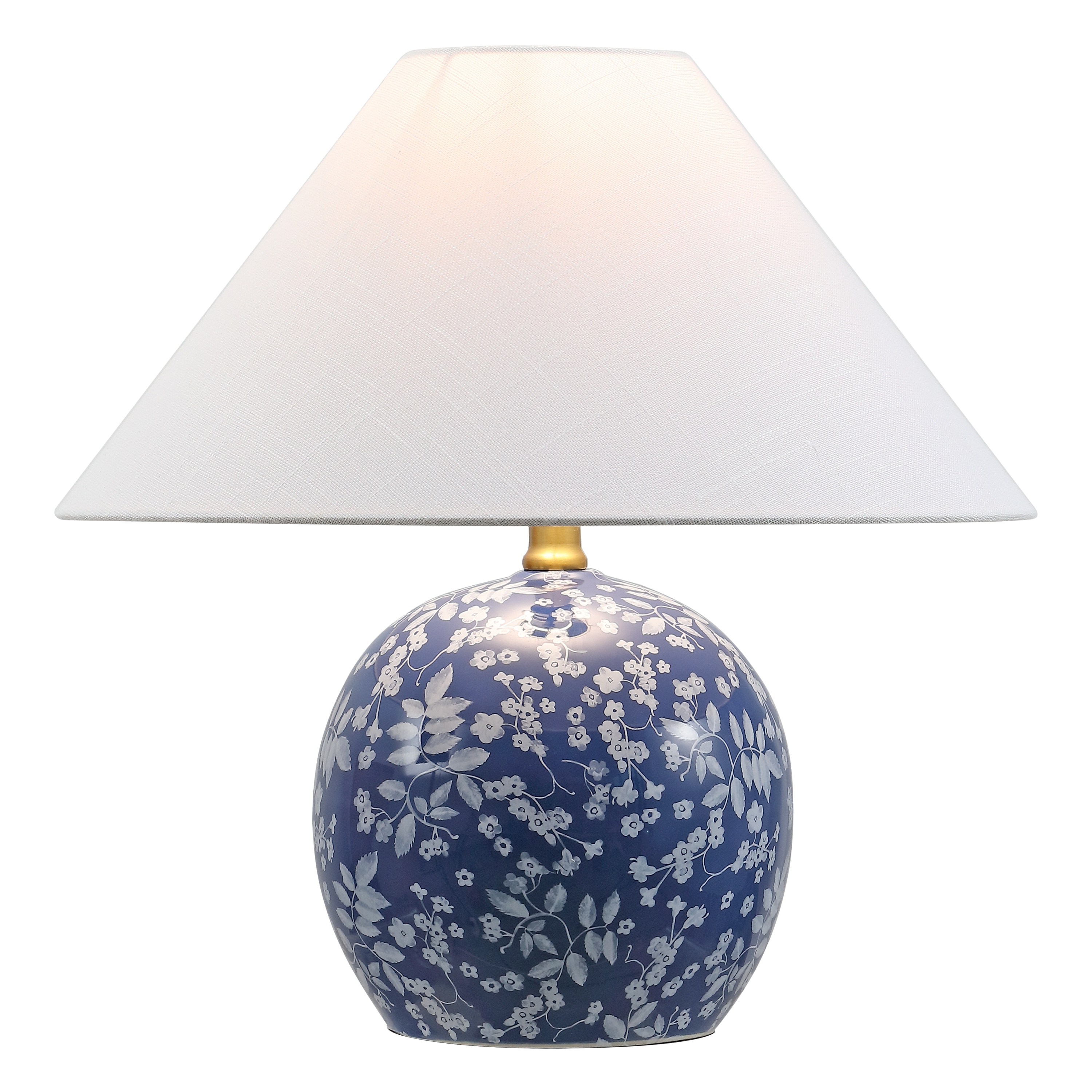 JONATHAN Y - Felice 17.25" Modern Cottage Floral Ceramic Globe LED Table Lamp, Blue/White