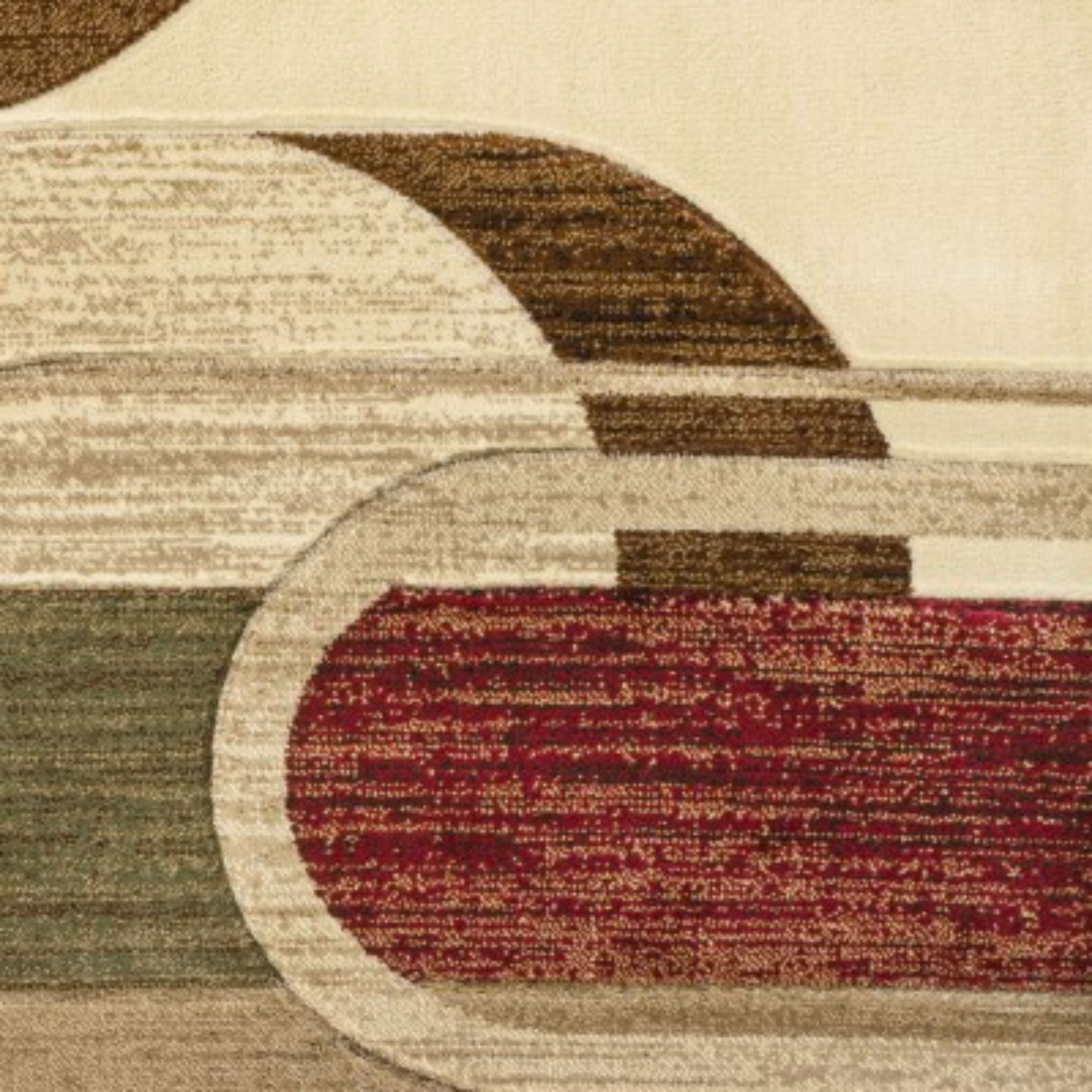 Tamara Retro Red and Beige Geometric Area Rug