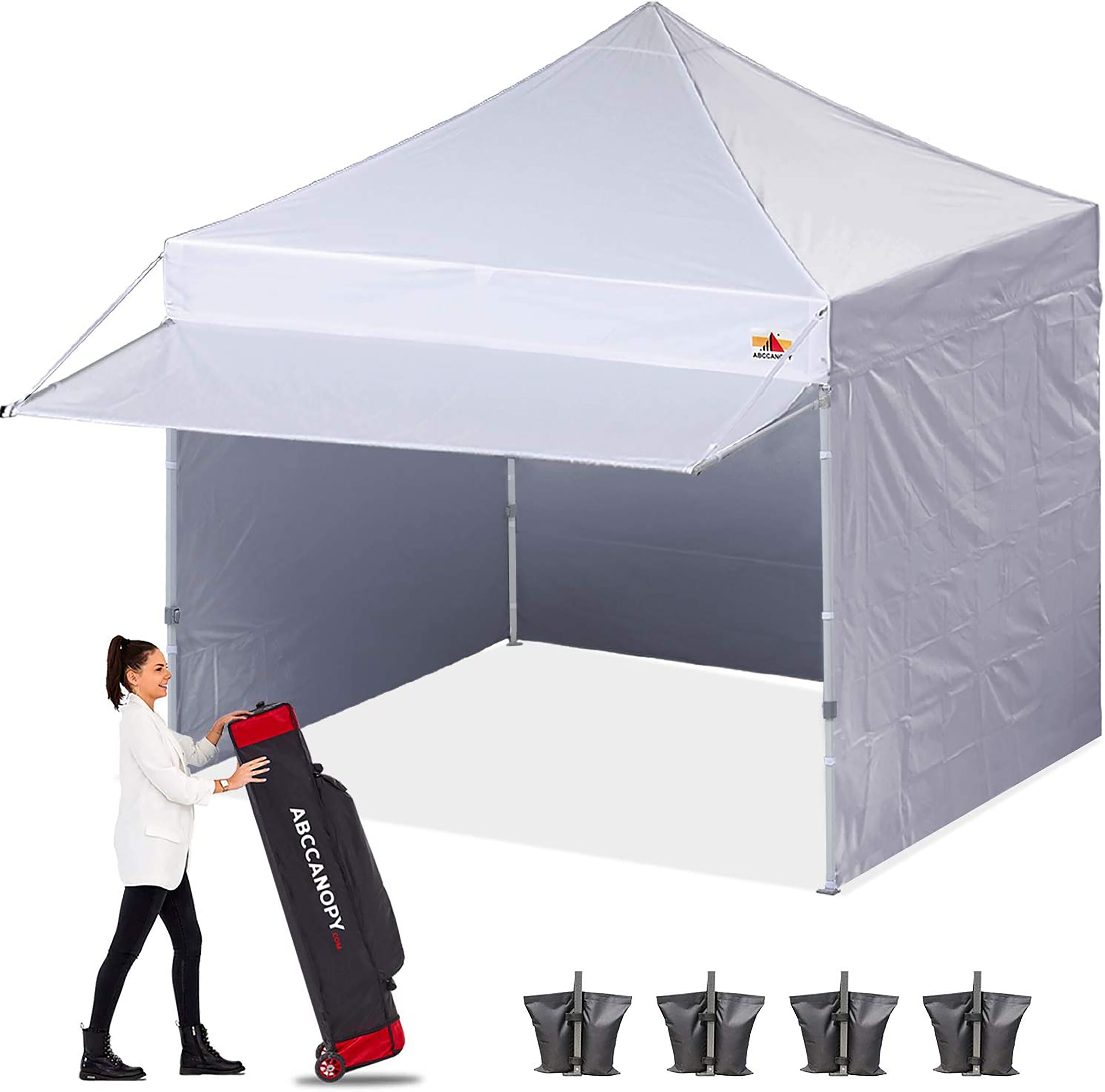 10-ft x 10-ft Square White Pop-up Canopy Polyester | - ABCCANOPY ZYBPKG-WT