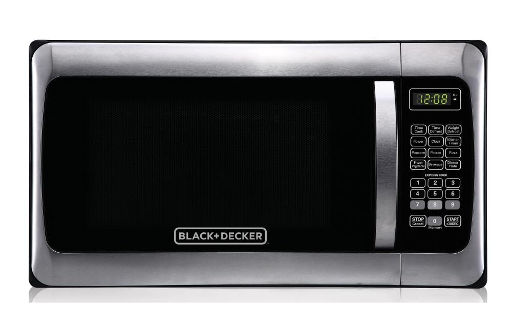 BLACK+DECKER Digital Microwave Oven with Turntable Push-Button Door, Child  Safety Lock, Stainless Steel, 0.9 Cu Ft & EM720CB7 Digital Microwave Oven