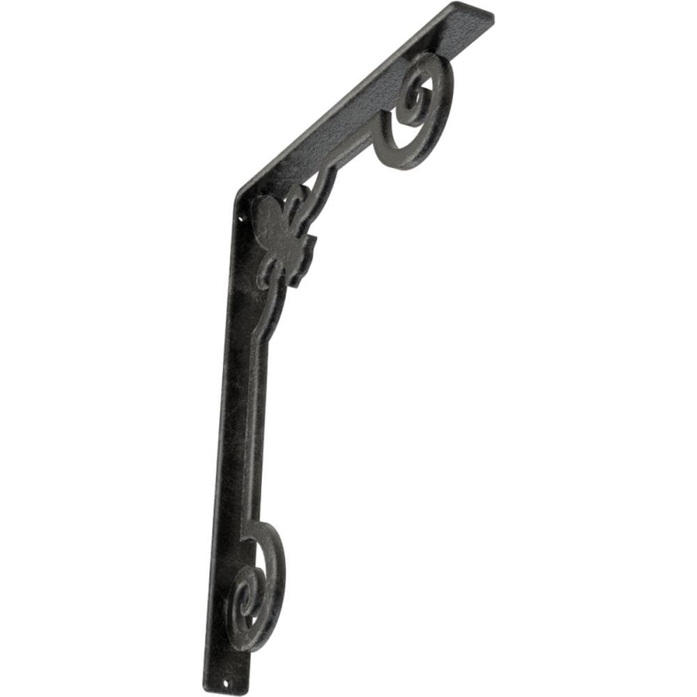 Ekena Millwork BKTM01X12X15SFLASV Fleur De Lis 12-in x 1.5-in x 15-in Gray Wrought iron Countertop support bracket