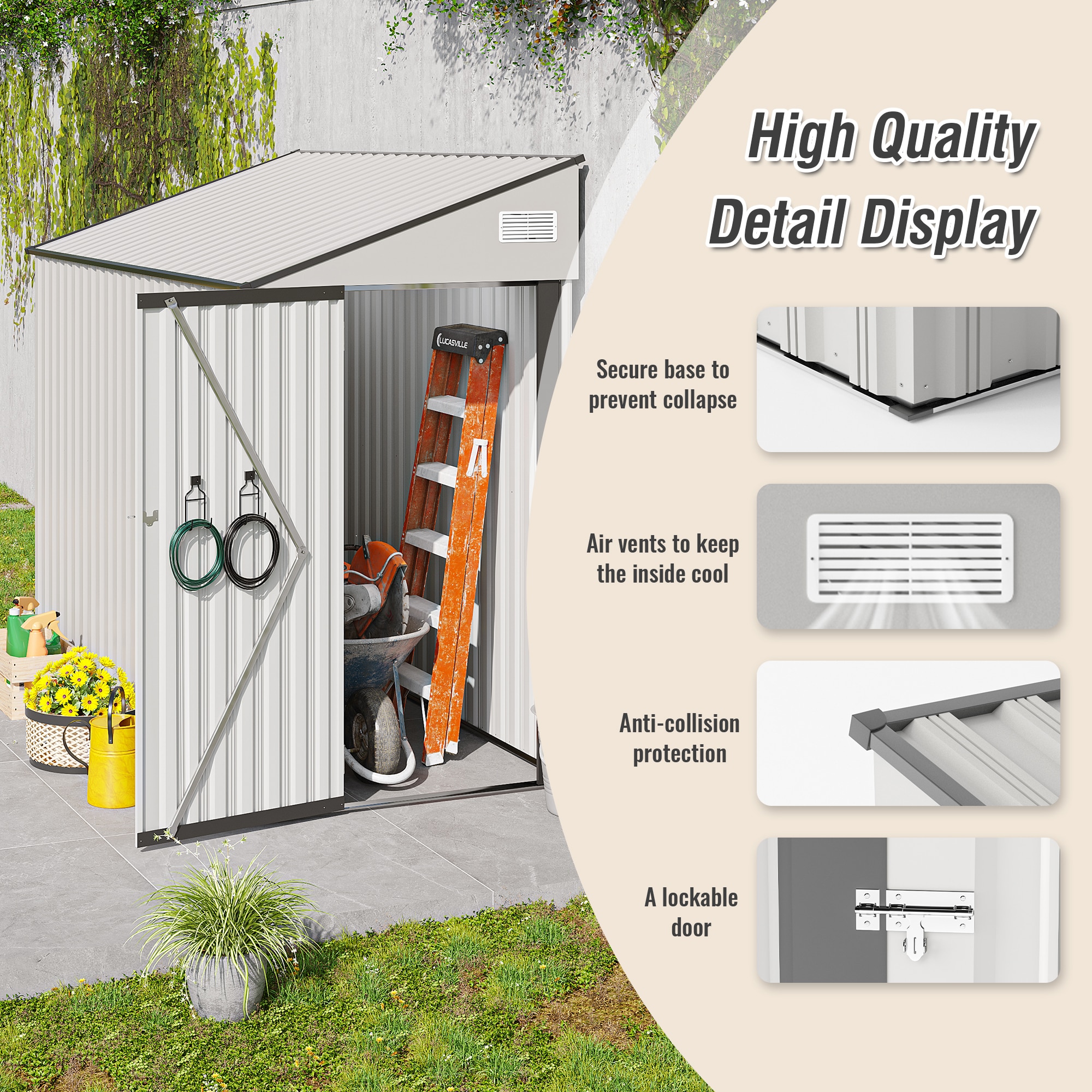 WELLFOR GIZHE758BN Metal-Storage-Buildings-Sheds - View #6