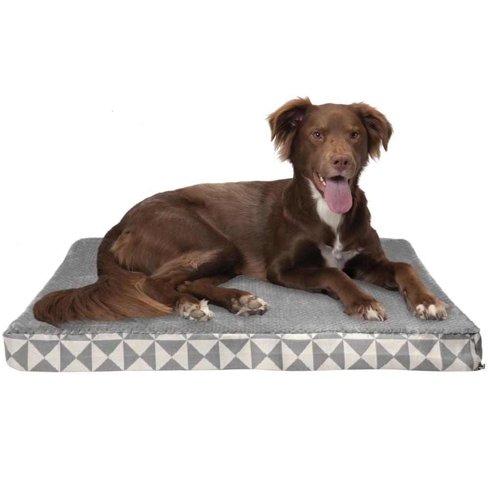 FurHaven Rectangular Pyramid Gray Polyester Orthopedic Dog Bed (Large ...