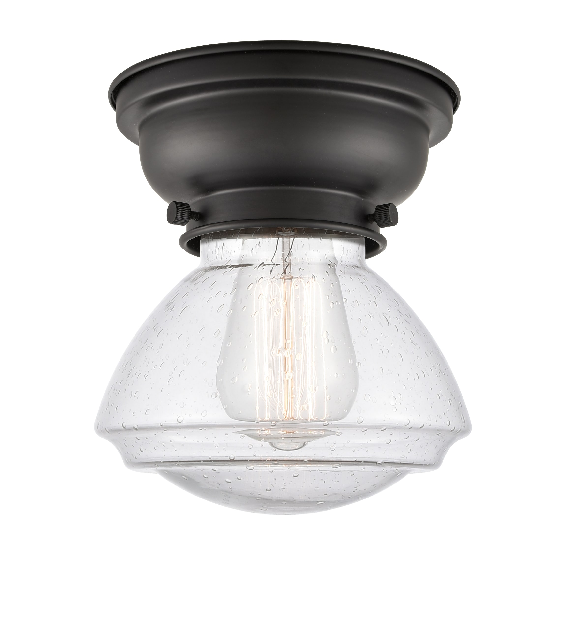 Innovations Lighting 623-1F-BK-G324 Olean 1 -Light 6.75-in Matte Black Flush Mount Light