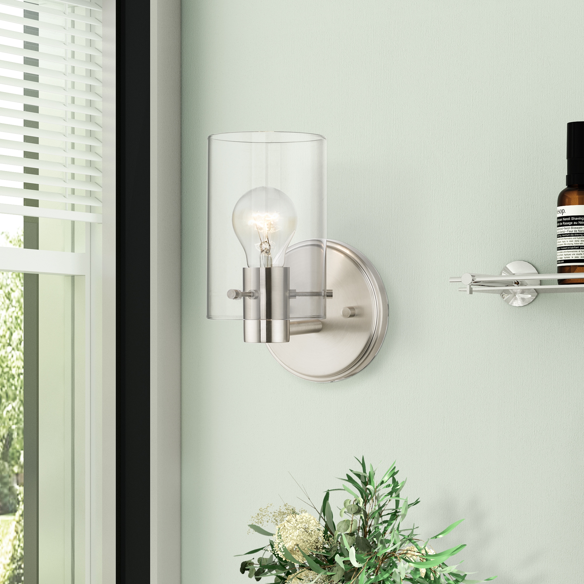 Munich Sleek Brushed Nickel Transitional 1-Light Sconce