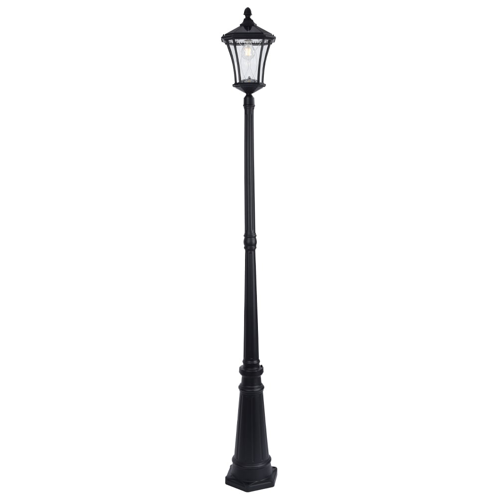 Black Matte Aluminum Solar LED Lamp Post with Clear Glass