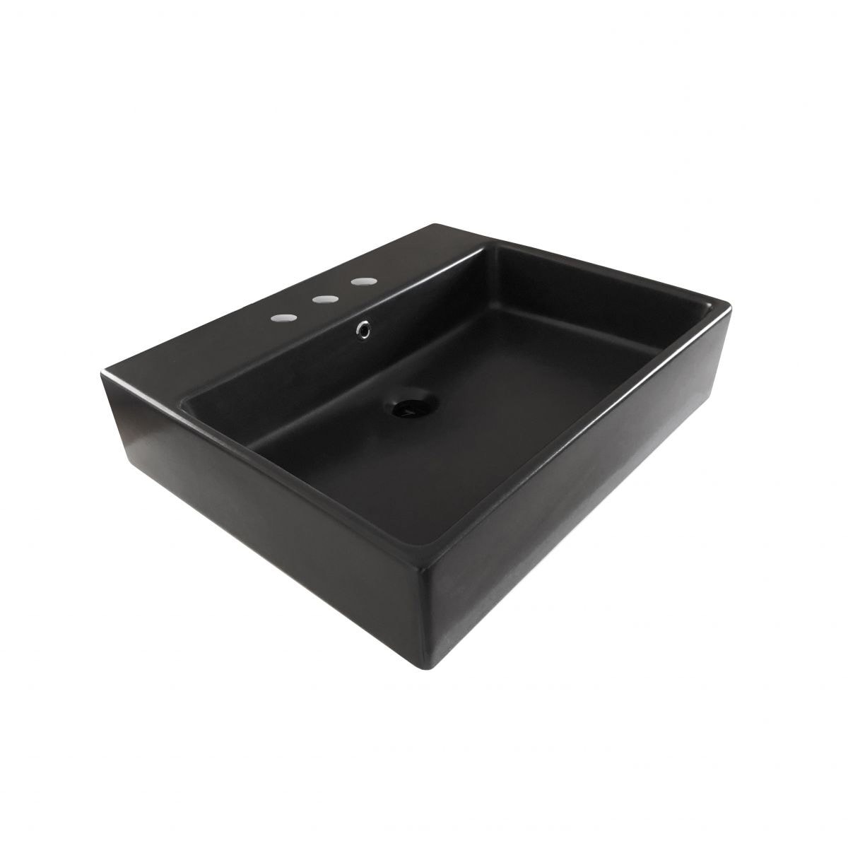 WS Bath Collections SIMPLE 60.50A.03 BM Simple Ceramic 19.7-in Vessel Rectangular Modern Matte Black Bathroom Sink