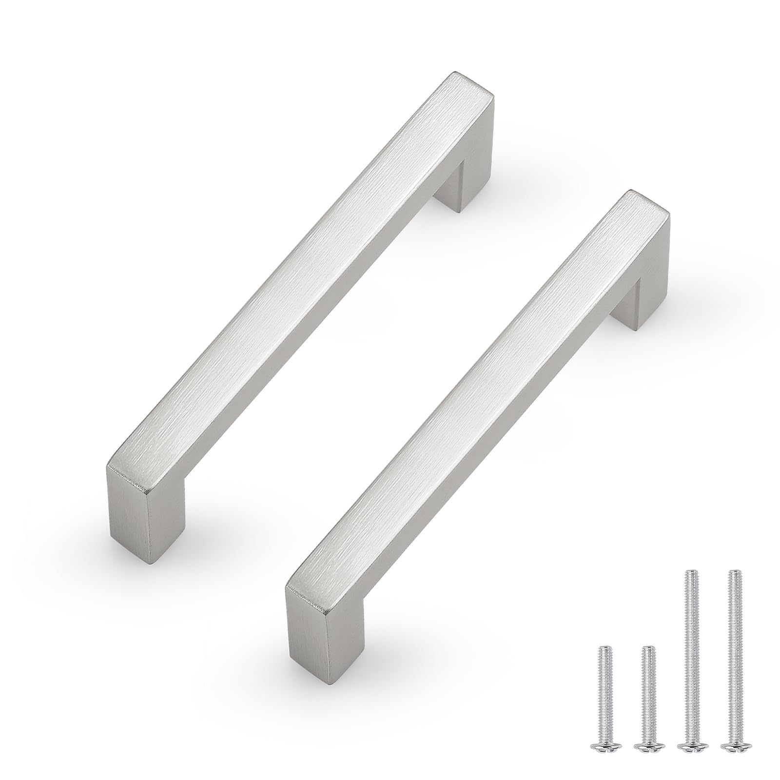 AOIZGMY  20 Pack Hole Centers 4inch Brushed Satin Nickel Cabinet Handles Stainless Steel Kitchen Drawer Pulls Square Corner Bar Dresser Pull