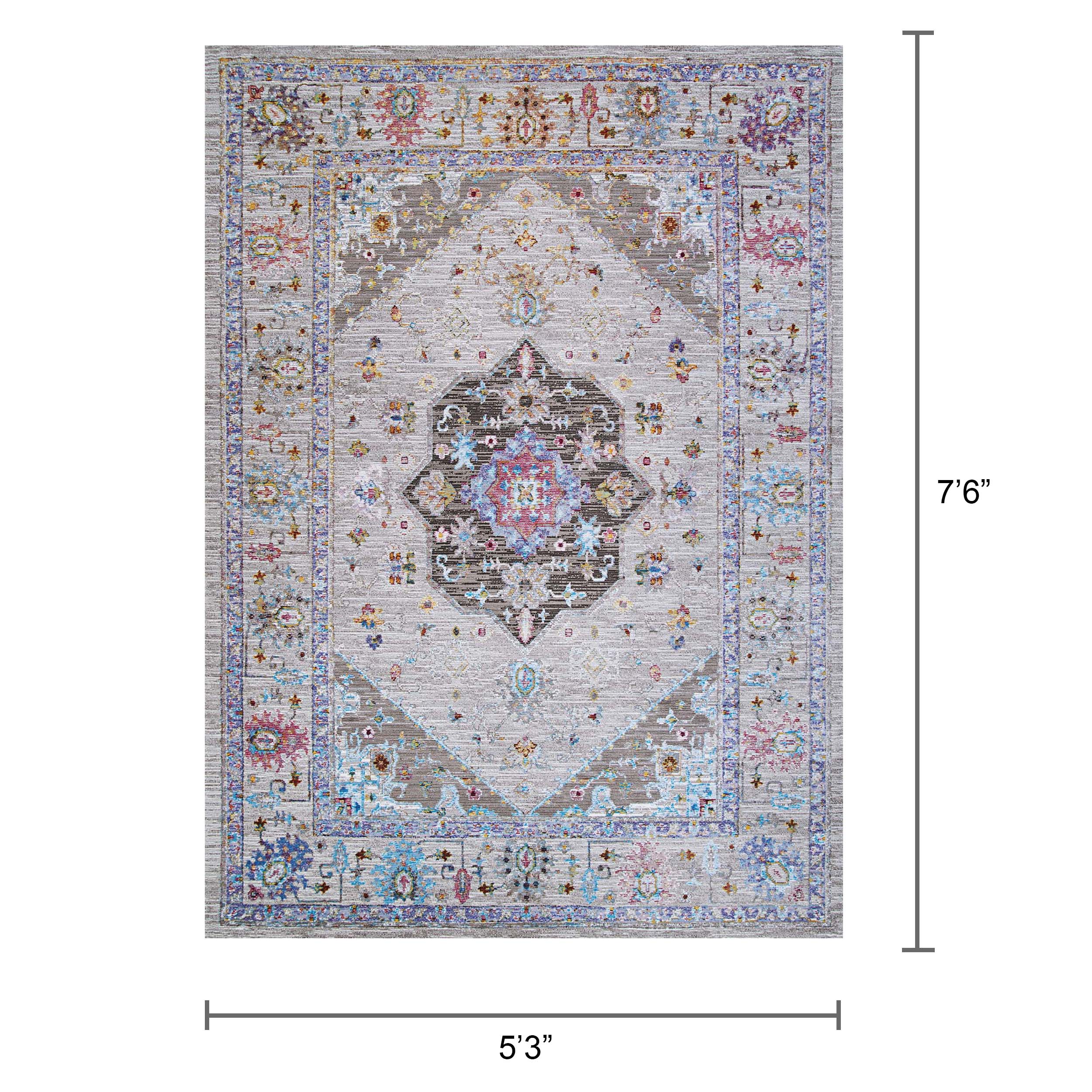Gypsy Ivory Synthetic 5' x 7' Rectangular Area Rug