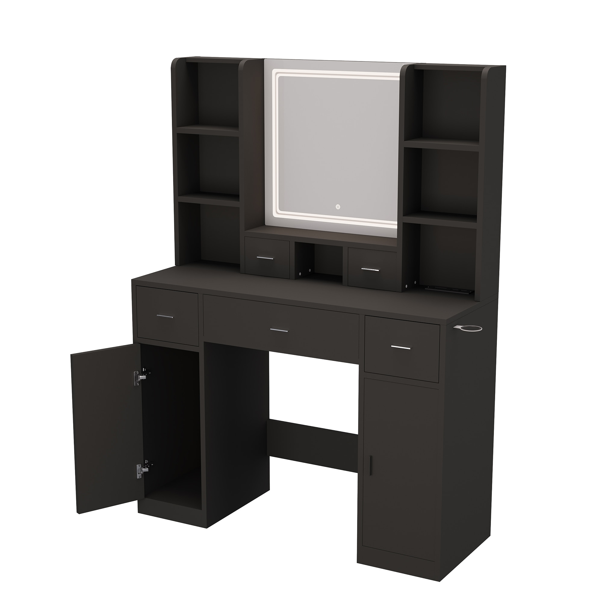 SINOFURN SYC080020BK 43.3-Inches Black Makeup Vanity