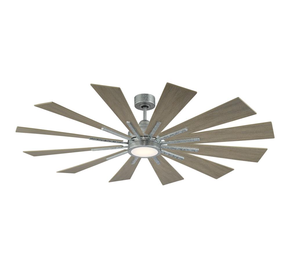  LW-SH610105 Galvanized Integrated LED Indoor Ceiling Fan with Light and Remote (12-Blade)