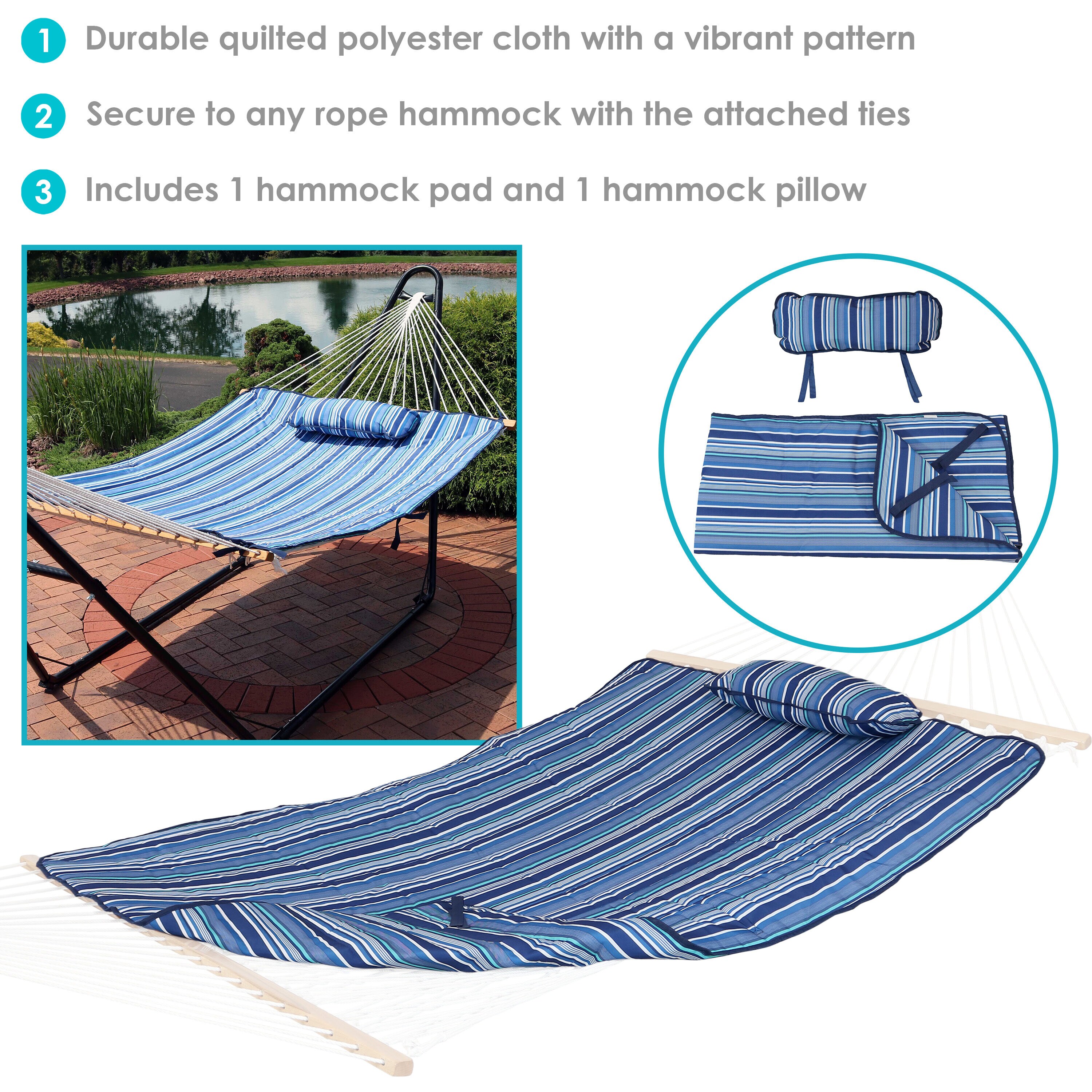 Sunnydaze Decor Breakwater Stripe Fabric Hammock