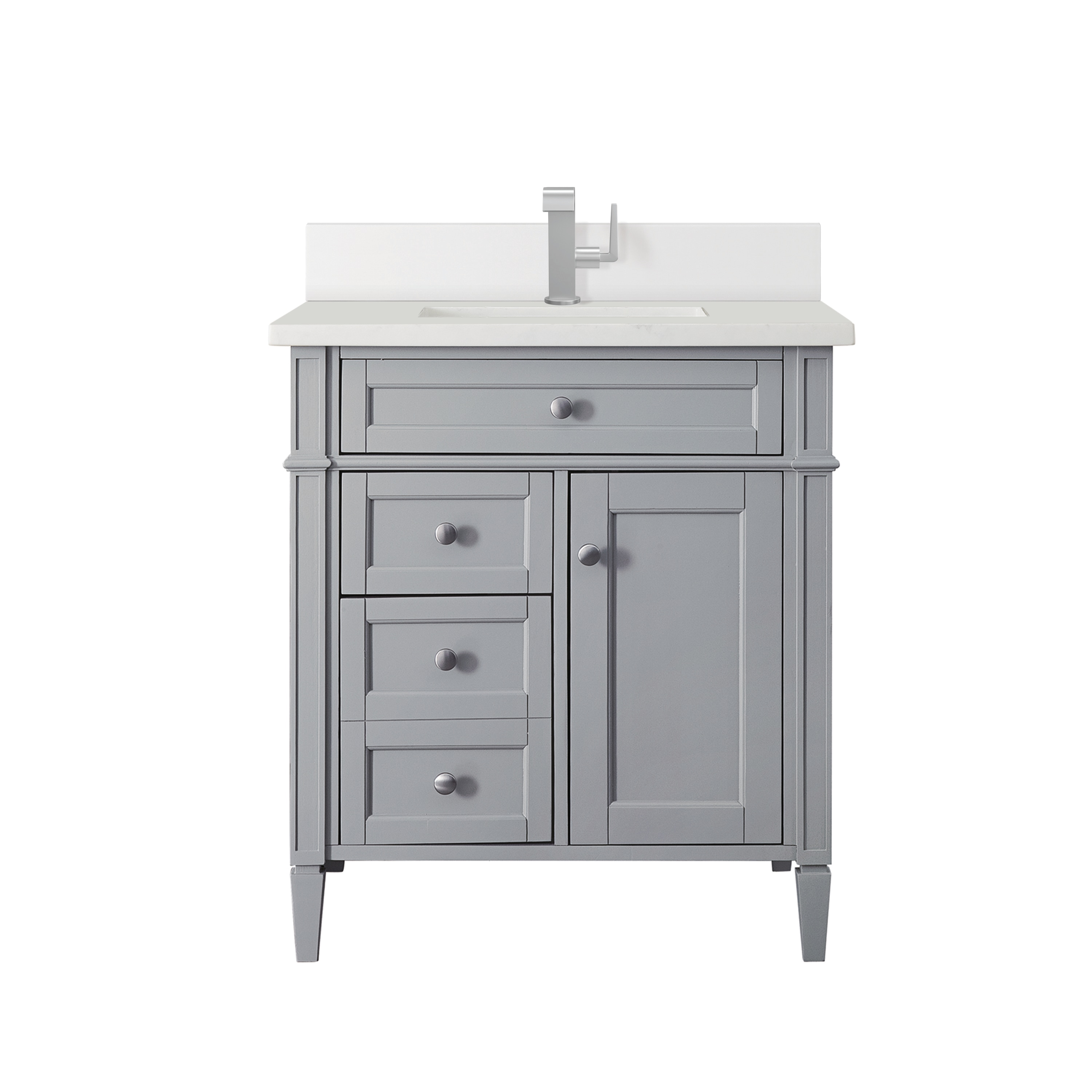James Martin Vanities 650-V30-UGR-1WZ Brittany 30-in Urban Gray Undermount Single Sink Bathroom Vanity with White Zeus Quartz Top