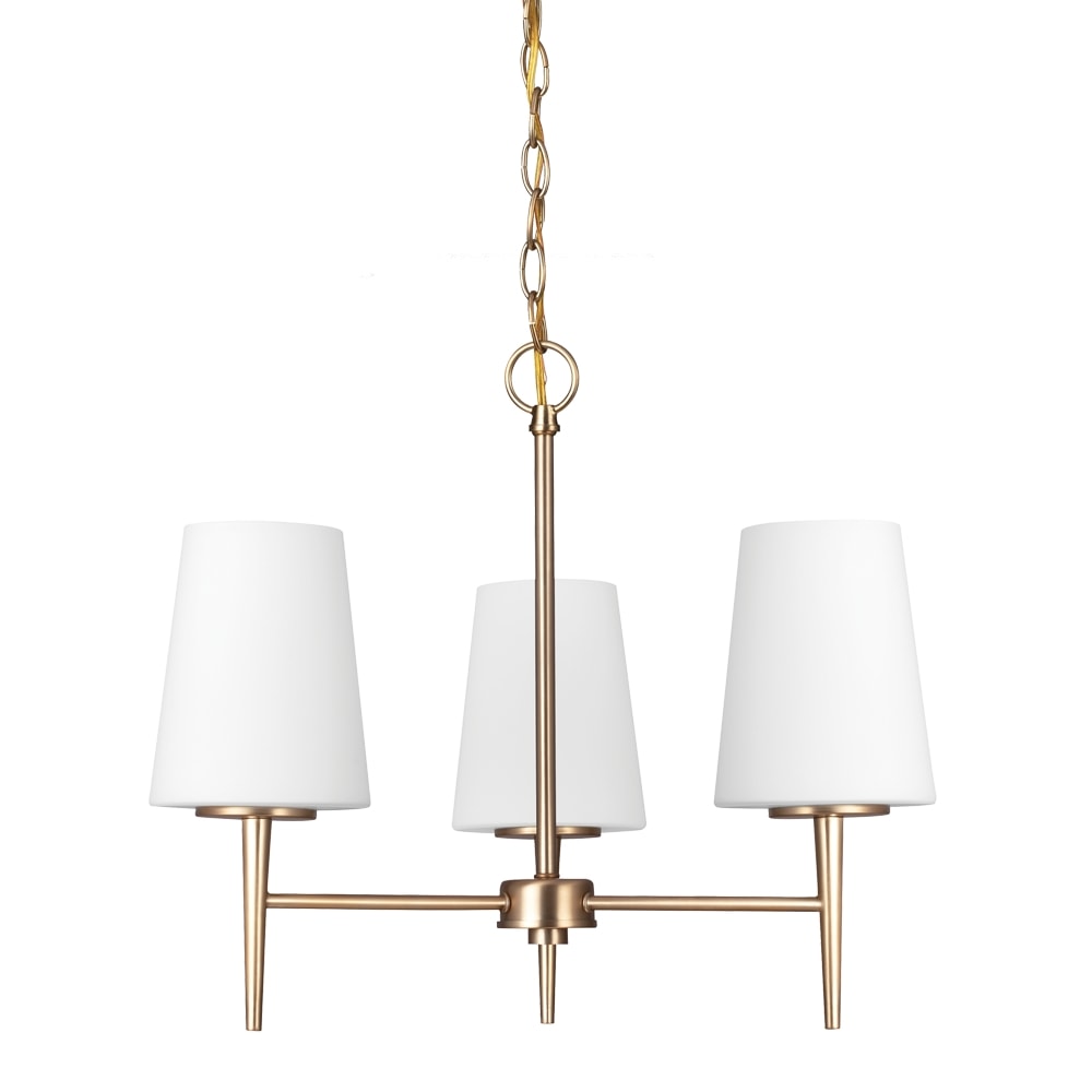 Driscoll Satin Brass and Opal Glass 3-Light Chandelier