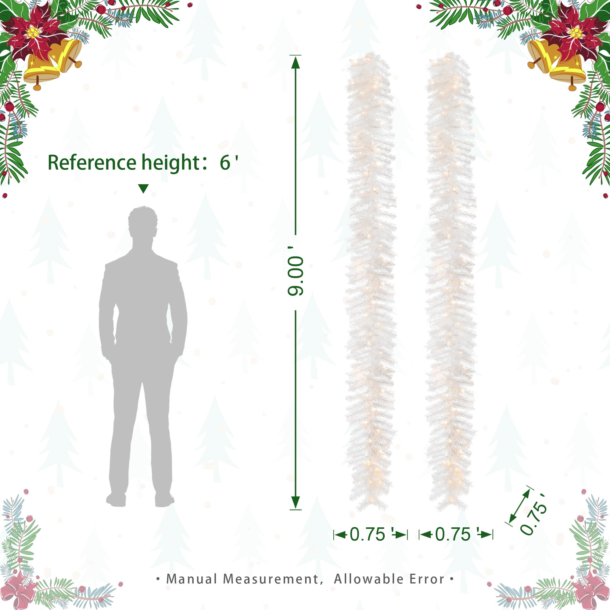 Glitzhome 2030800020 Artificial-Christmas-Garland - View #6
