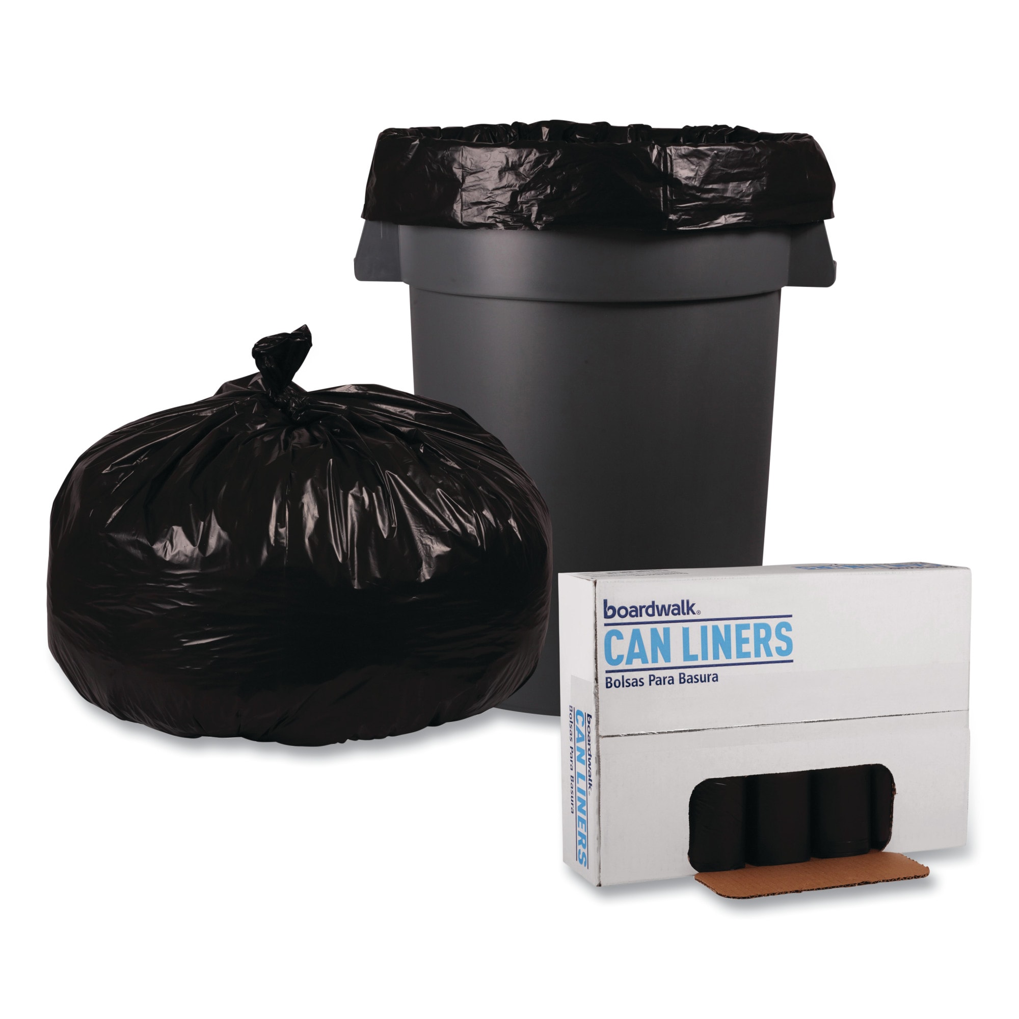 Boardwalk 56-Gallons Black Plastic Can Twist Tie Trash Bag (100-Count ...