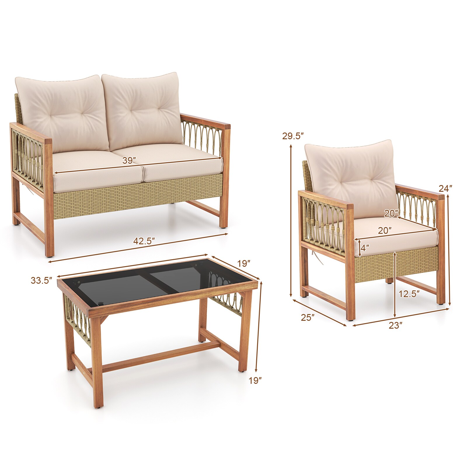 Ayelon 728BNLW4KHW72 Patio-Conversation-Sets - View #4